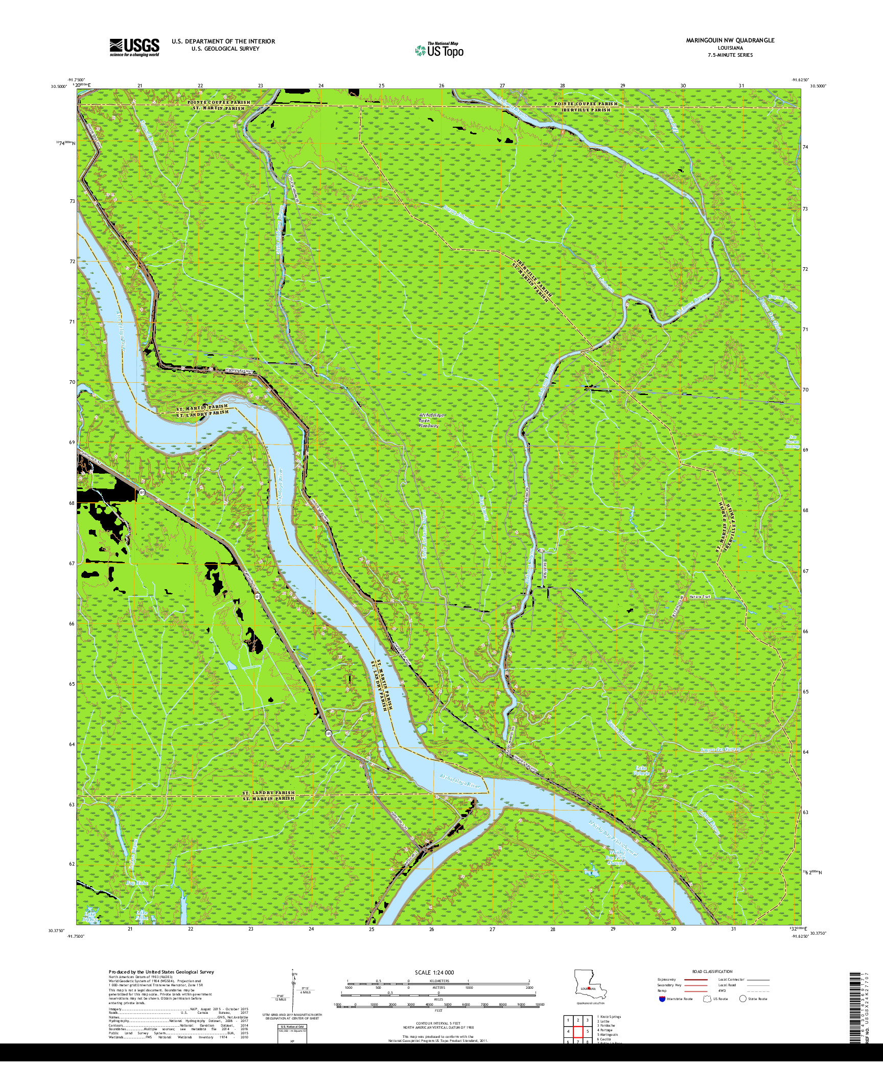 USGS US TOPO 7.5-MINUTE MAP FOR MARINGOUIN NW, LA 2018