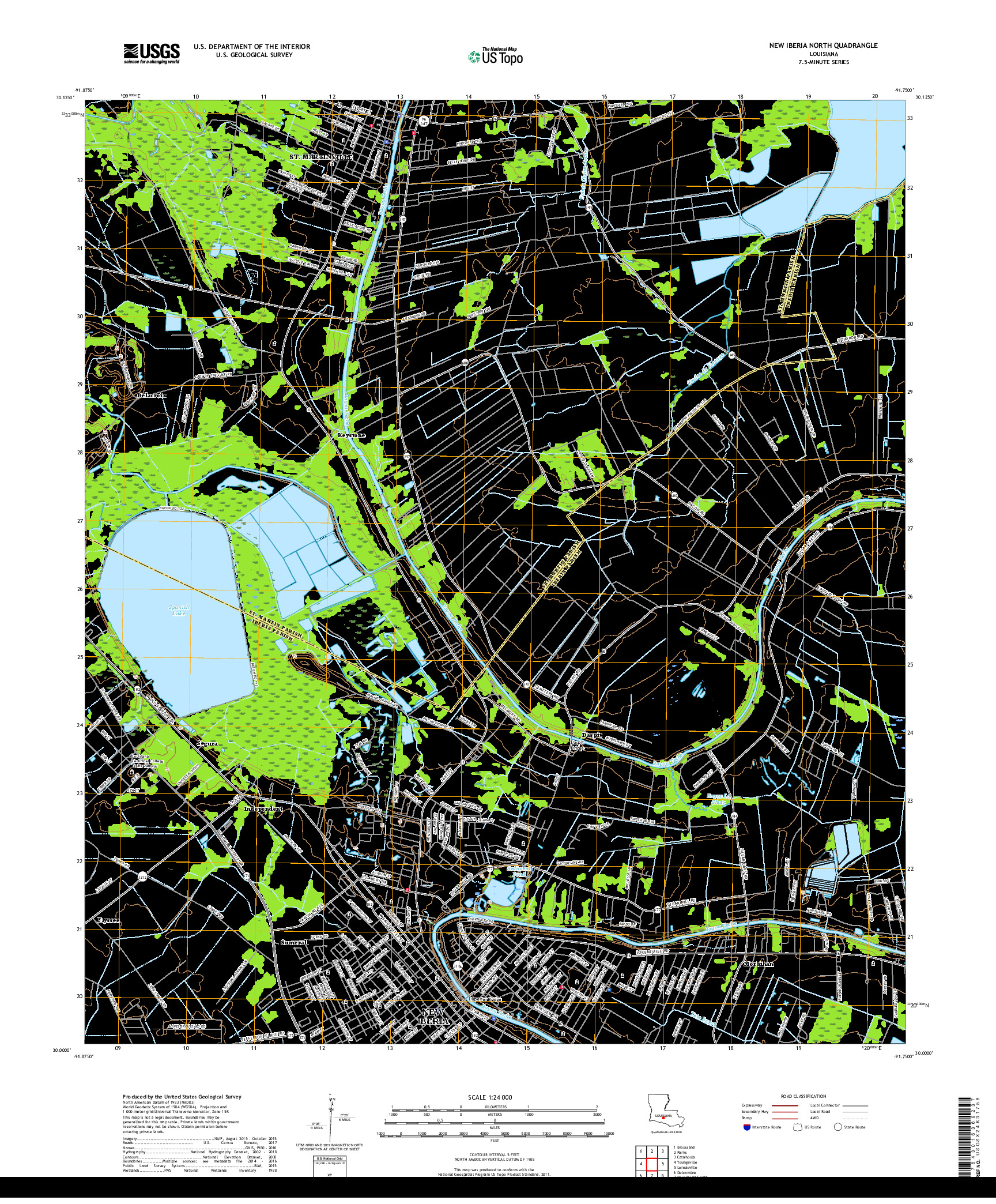 USGS US TOPO 7.5-MINUTE MAP FOR NEW IBERIA NORTH, LA 2018