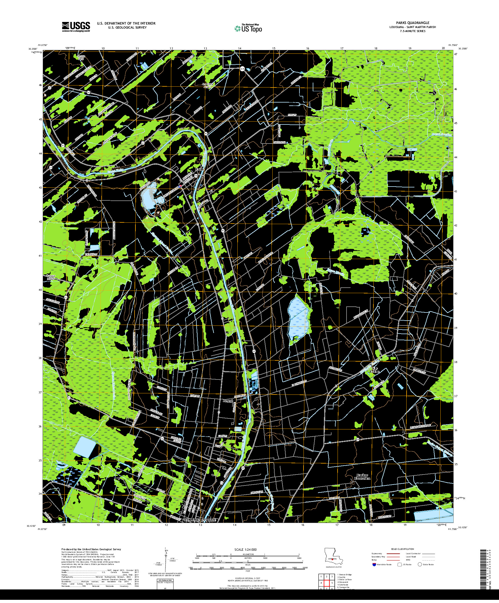 USGS US TOPO 7.5-MINUTE MAP FOR PARKS, LA 2018