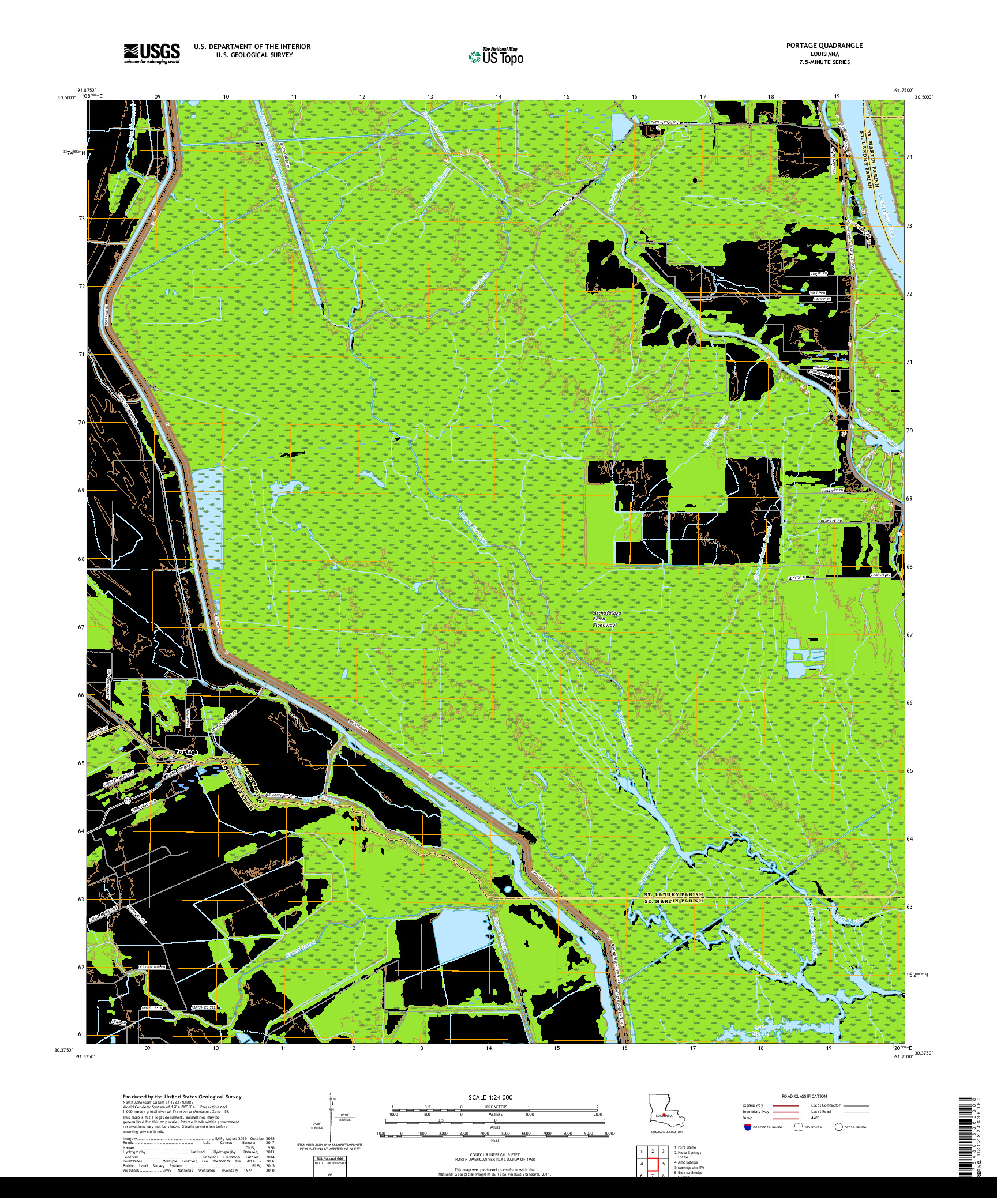 USGS US TOPO 7.5-MINUTE MAP FOR PORTAGE, LA 2018