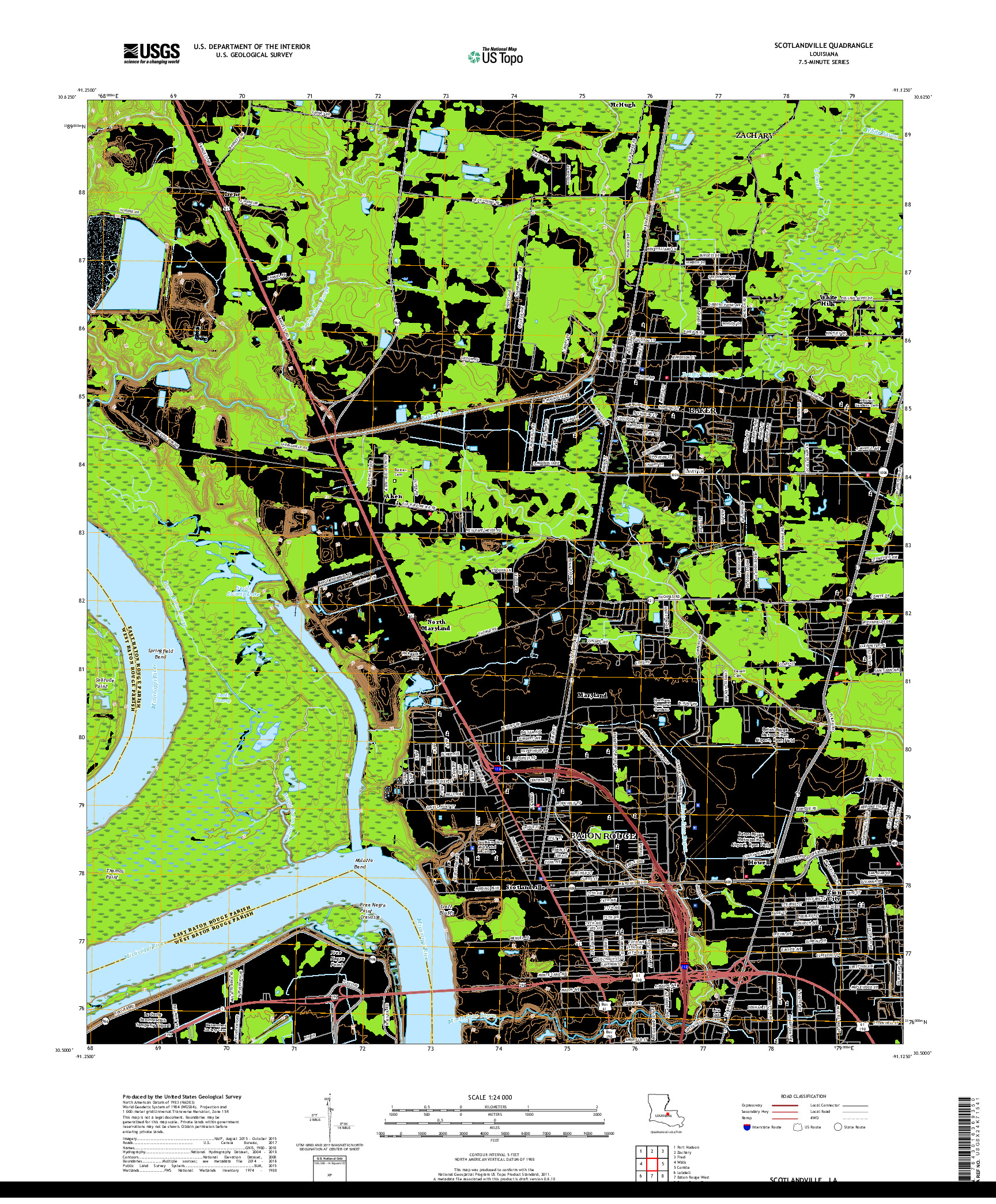 USGS US TOPO 7.5-MINUTE MAP FOR SCOTLANDVILLE, LA 2018