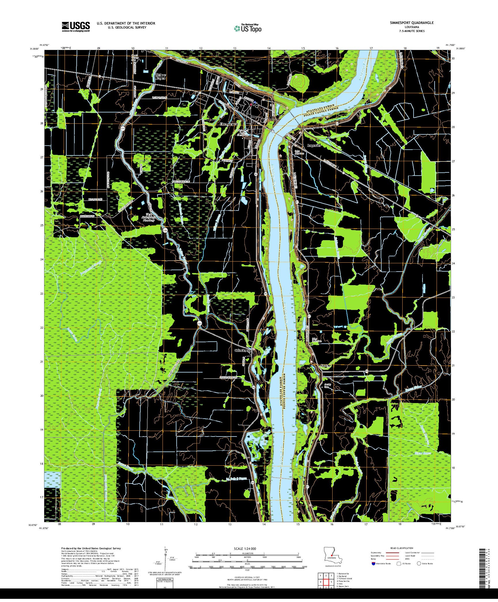 USGS US TOPO 7.5-MINUTE MAP FOR SIMMESPORT, LA 2018