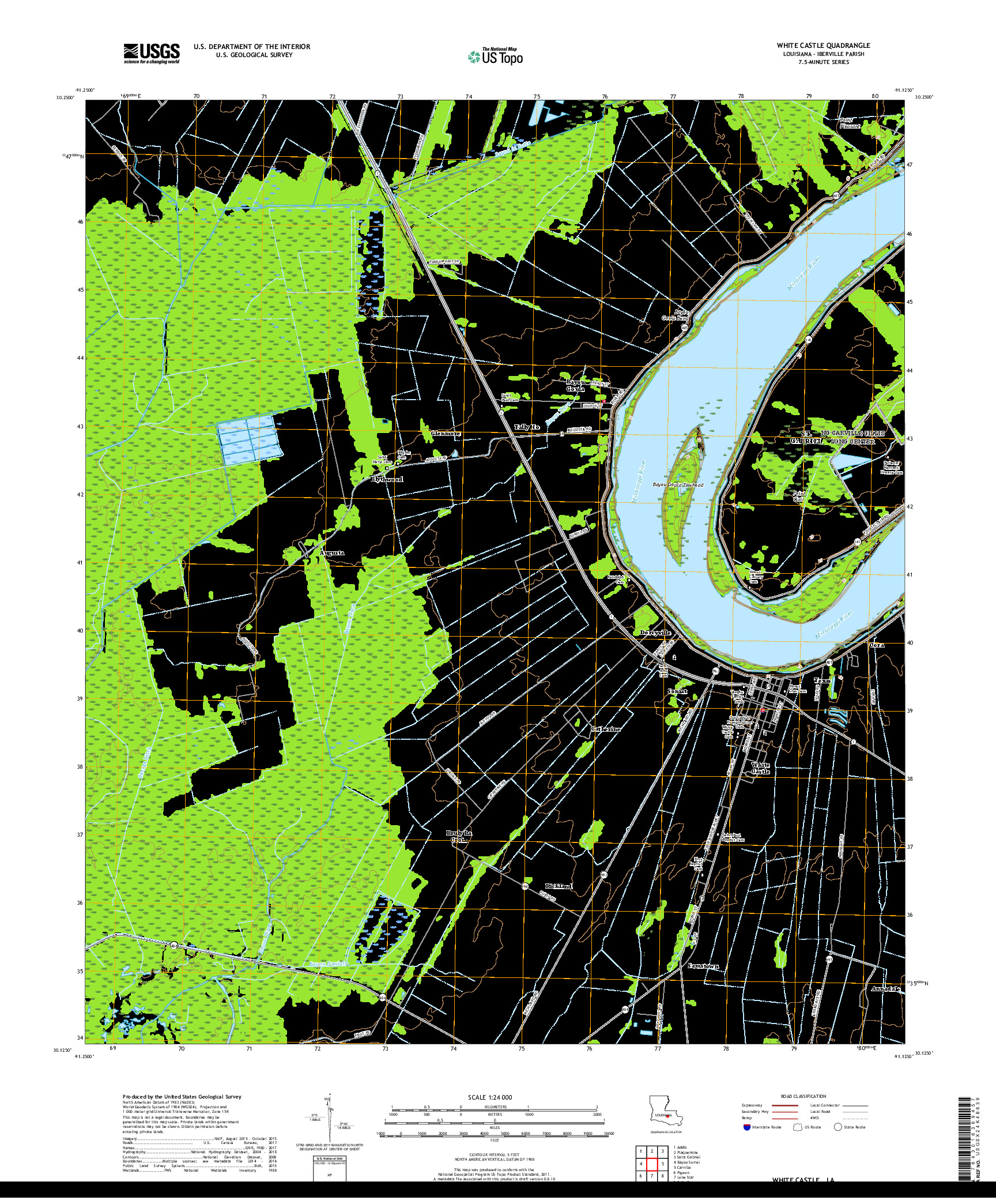 USGS US TOPO 7.5-MINUTE MAP FOR WHITE CASTLE, LA 2018