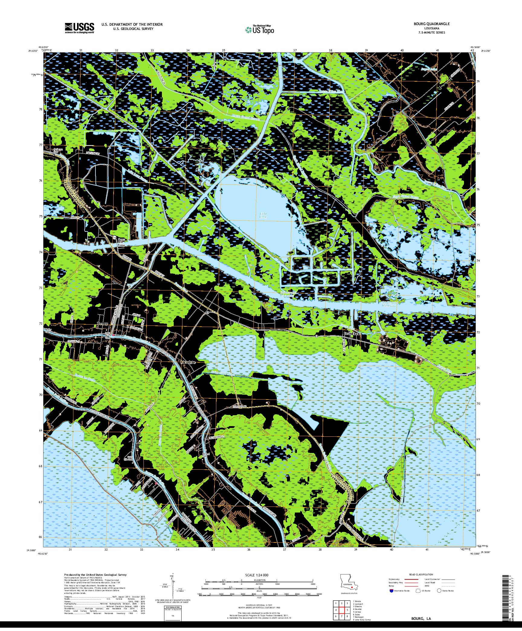 USGS US TOPO 7.5-MINUTE MAP FOR BOURG, LA 2018