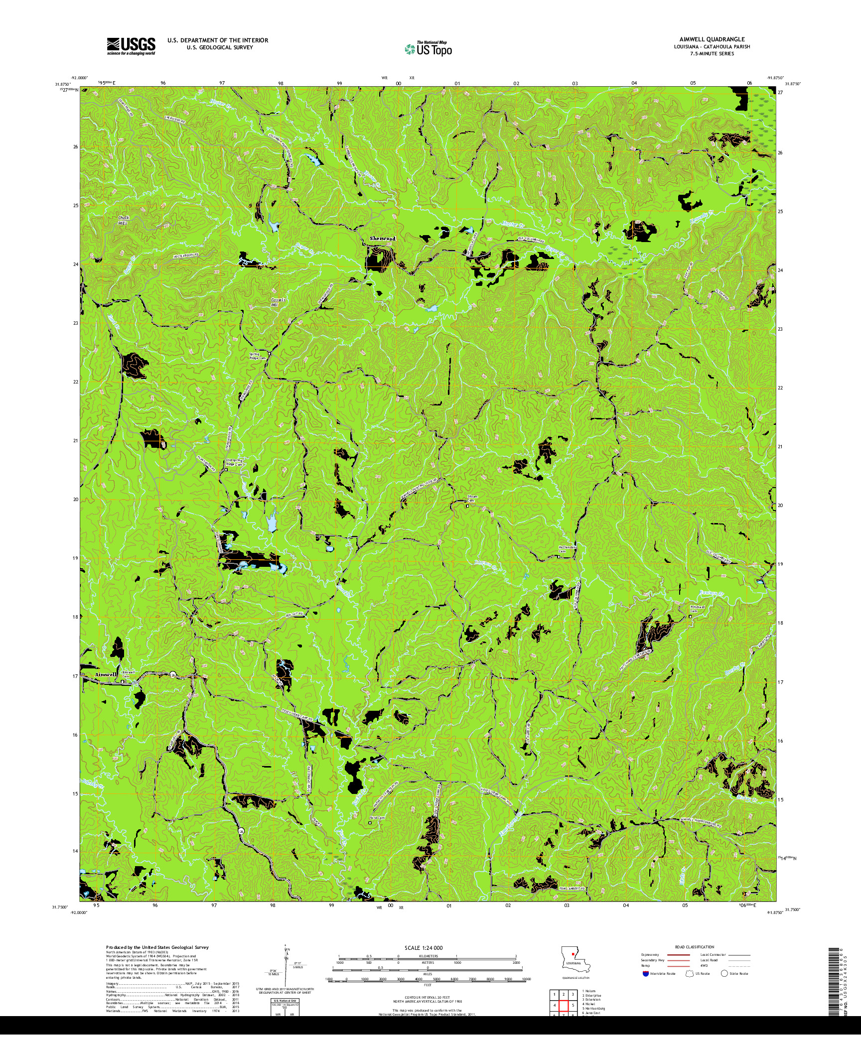 USGS US TOPO 7.5-MINUTE MAP FOR AIMWELL, LA 2018