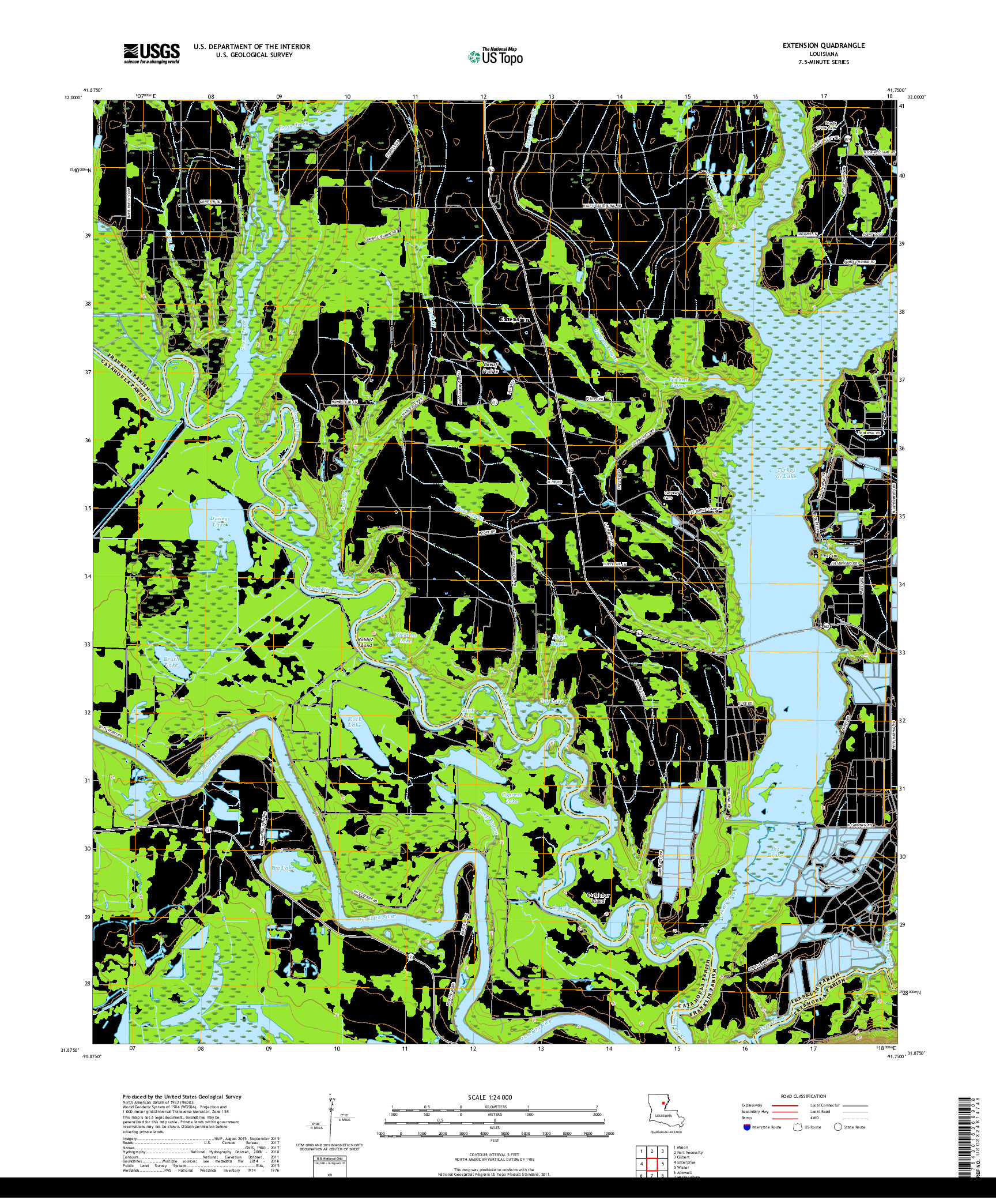 USGS US TOPO 7.5-MINUTE MAP FOR EXTENSION, LA 2018