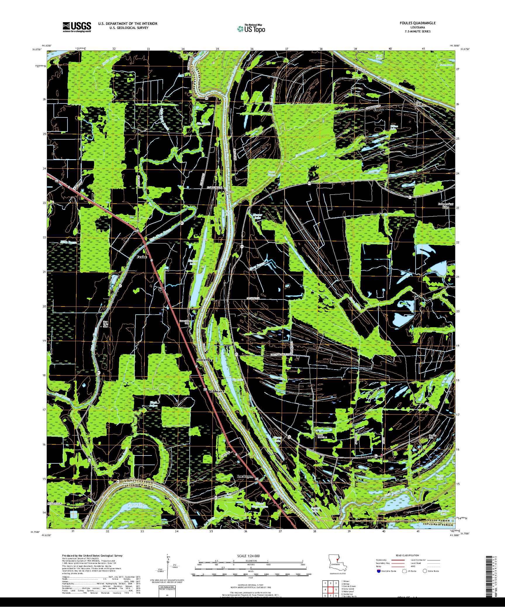 USGS US TOPO 7.5-MINUTE MAP FOR FOULES, LA 2018