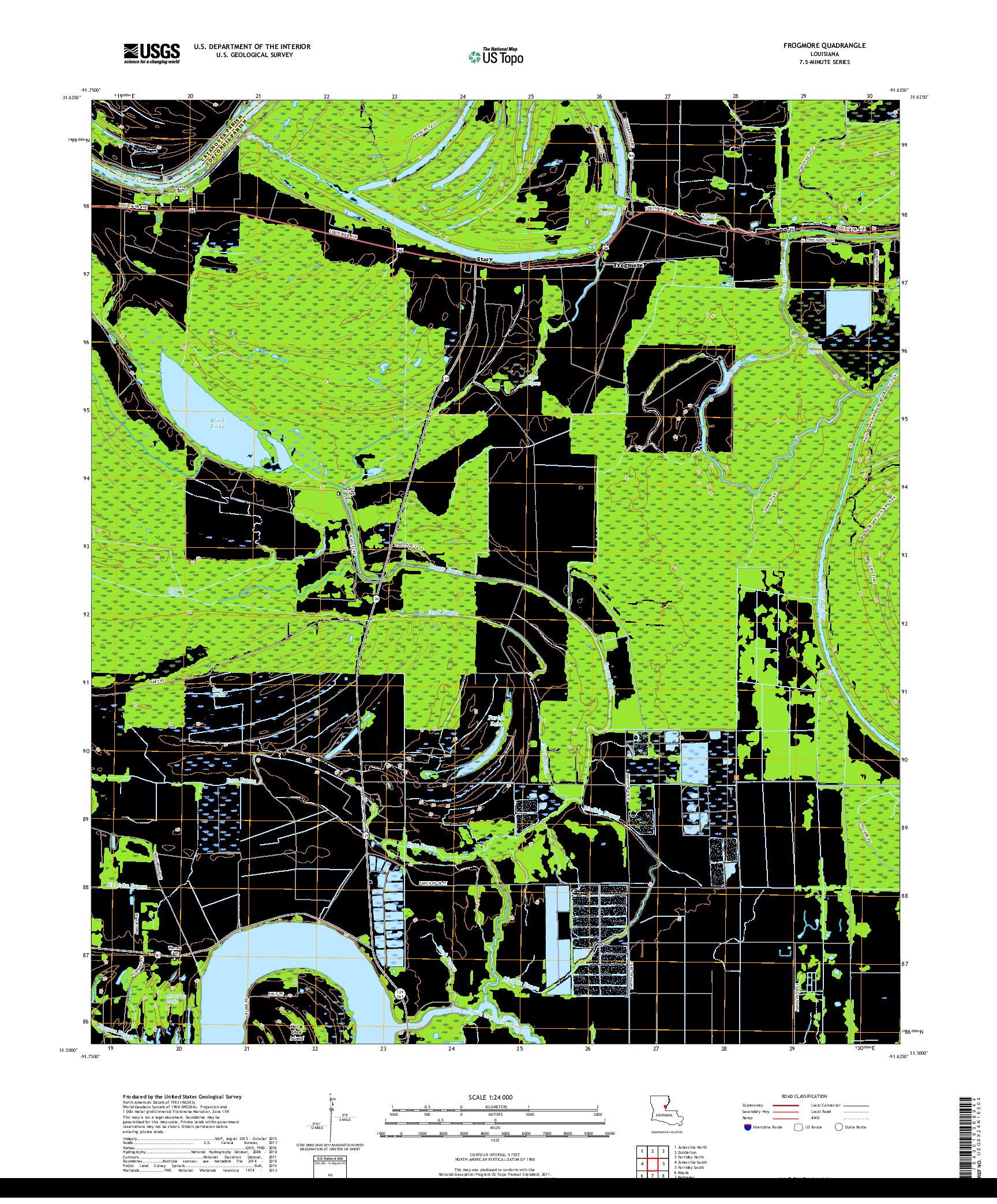 USGS US TOPO 7.5-MINUTE MAP FOR FROGMORE, LA 2018