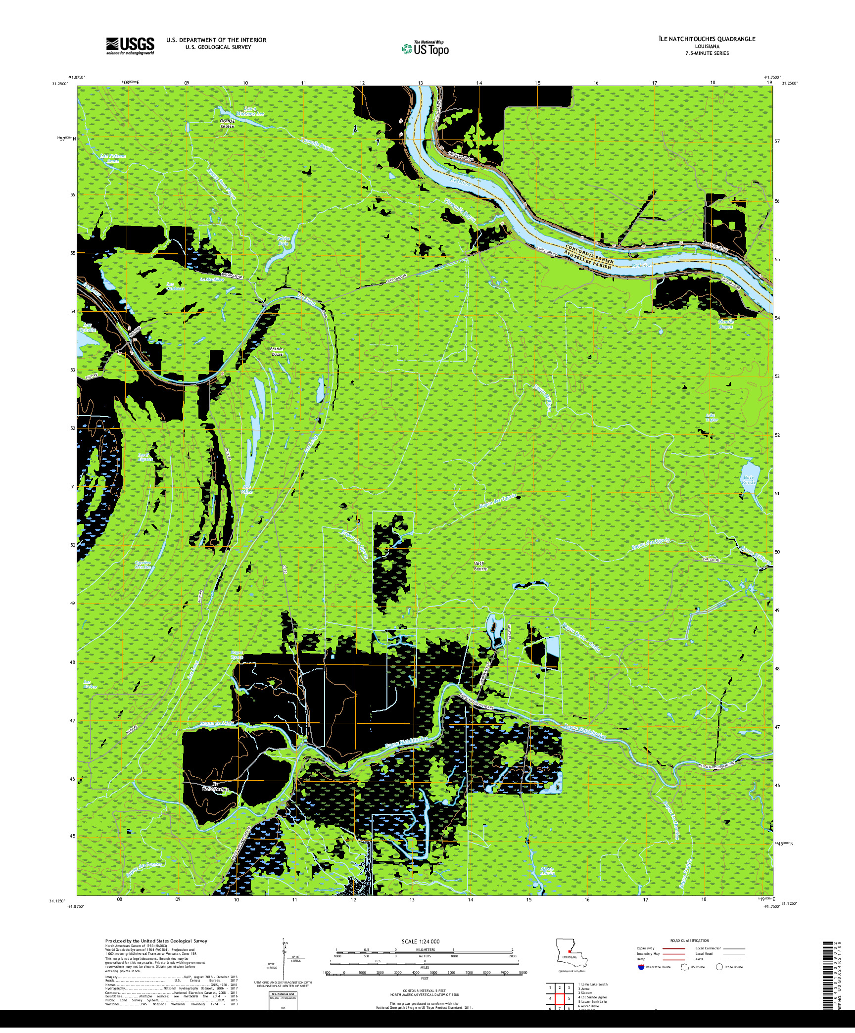 USGS US TOPO 7.5-MINUTE MAP FOR ILE NATCHITOCHES, LA 2018