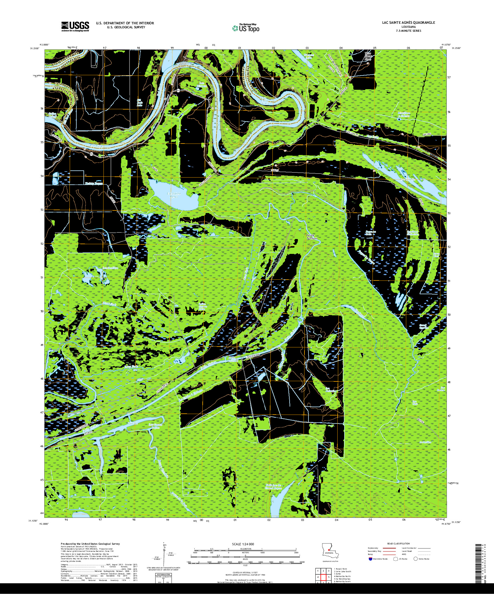 USGS US TOPO 7.5-MINUTE MAP FOR LAC SAINTE AGNES, LA 2018