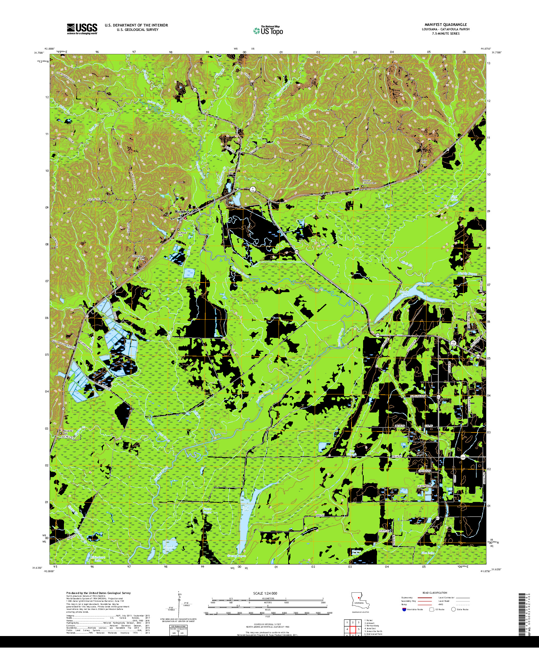 USGS US TOPO 7.5-MINUTE MAP FOR MANIFEST, LA 2018