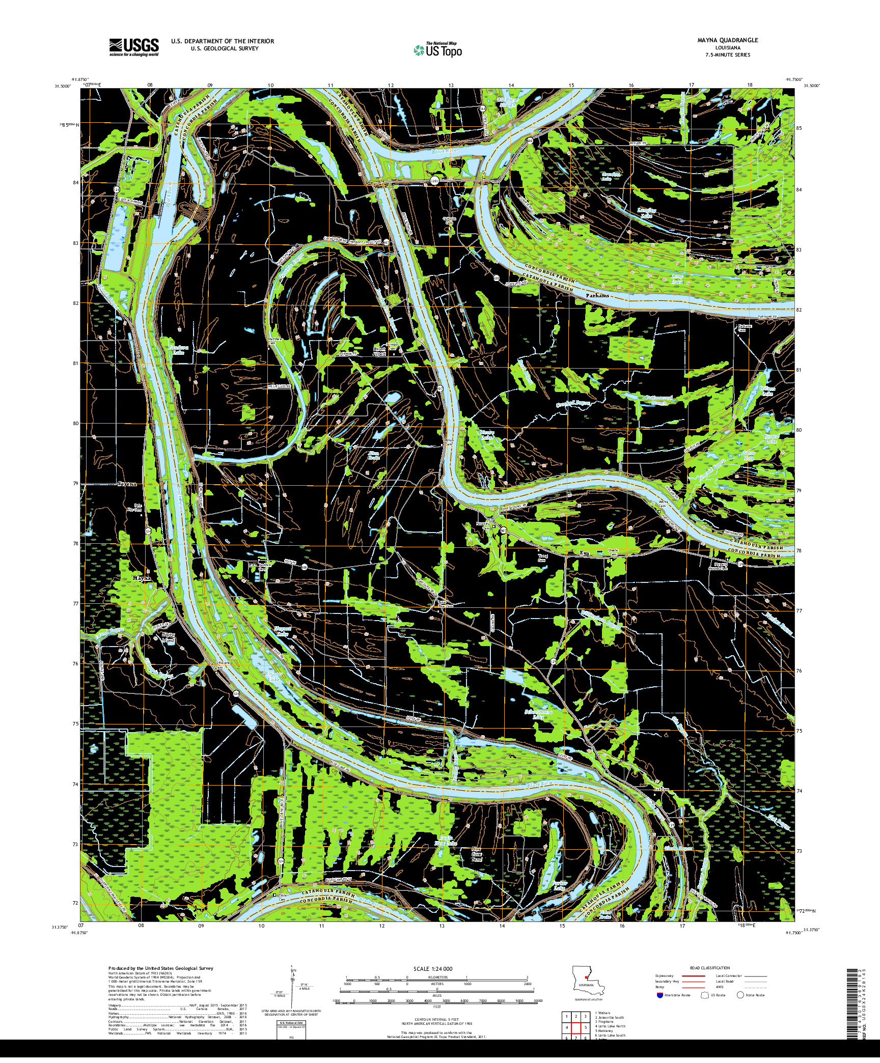 USGS US TOPO 7.5-MINUTE MAP FOR MAYNA, LA 2018