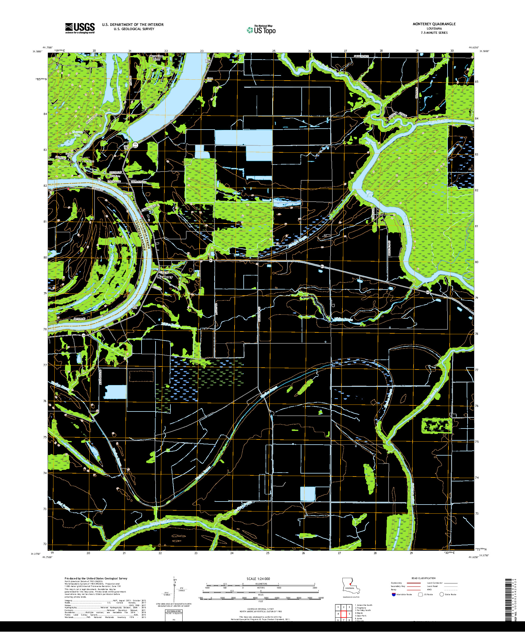 USGS US TOPO 7.5-MINUTE MAP FOR MONTEREY, LA 2018