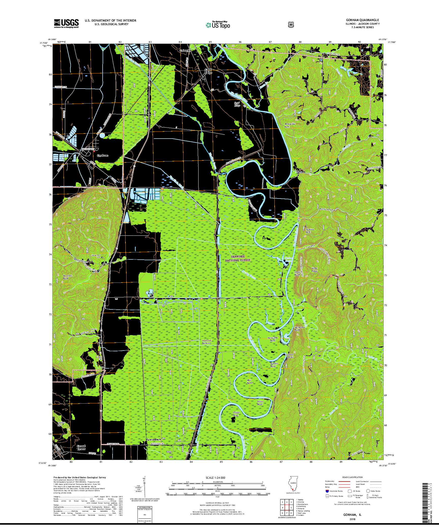 USGS US TOPO 7.5-MINUTE MAP FOR GORHAM, IL 2018