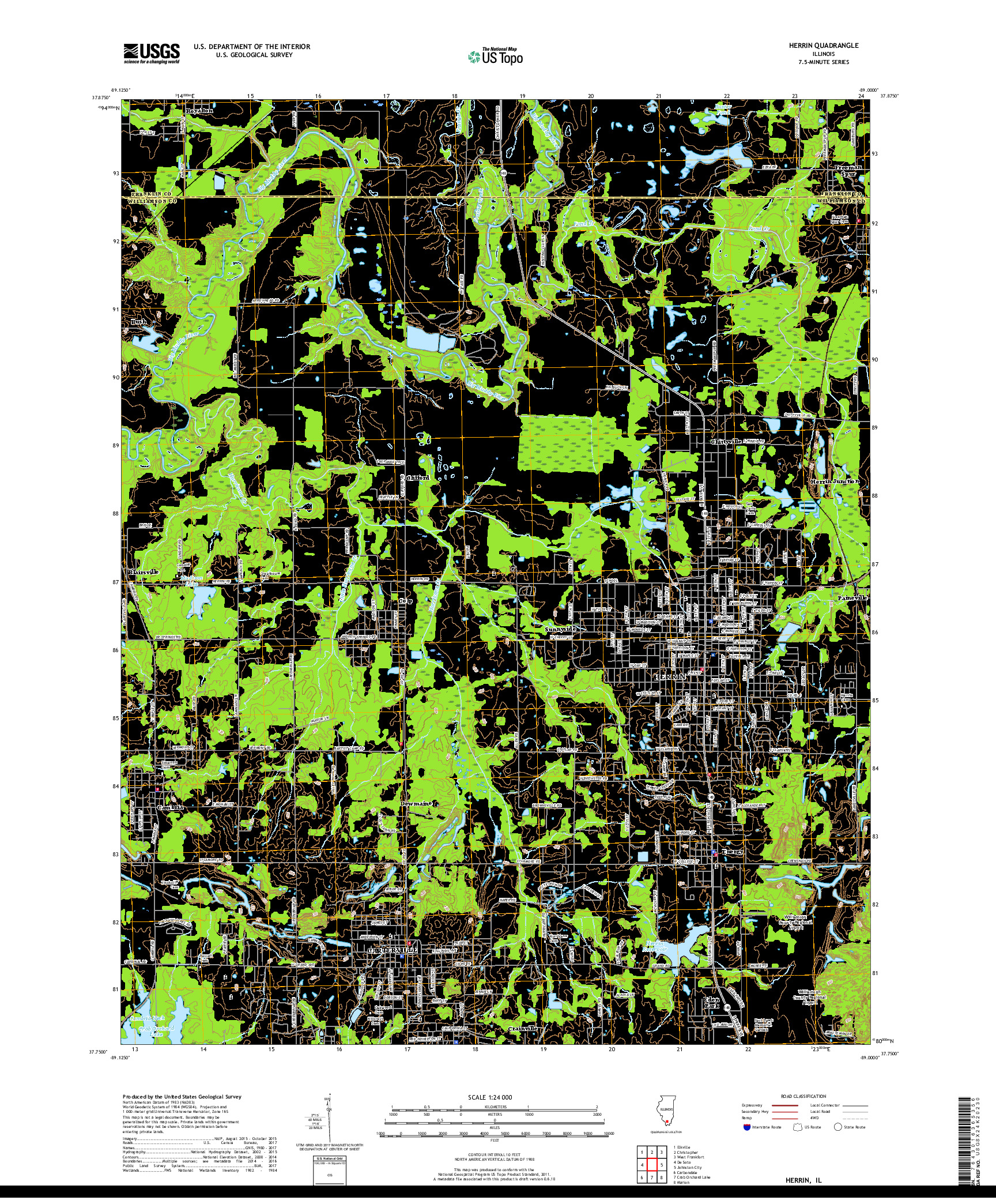 USGS US TOPO 7.5-MINUTE MAP FOR HERRIN, IL 2018