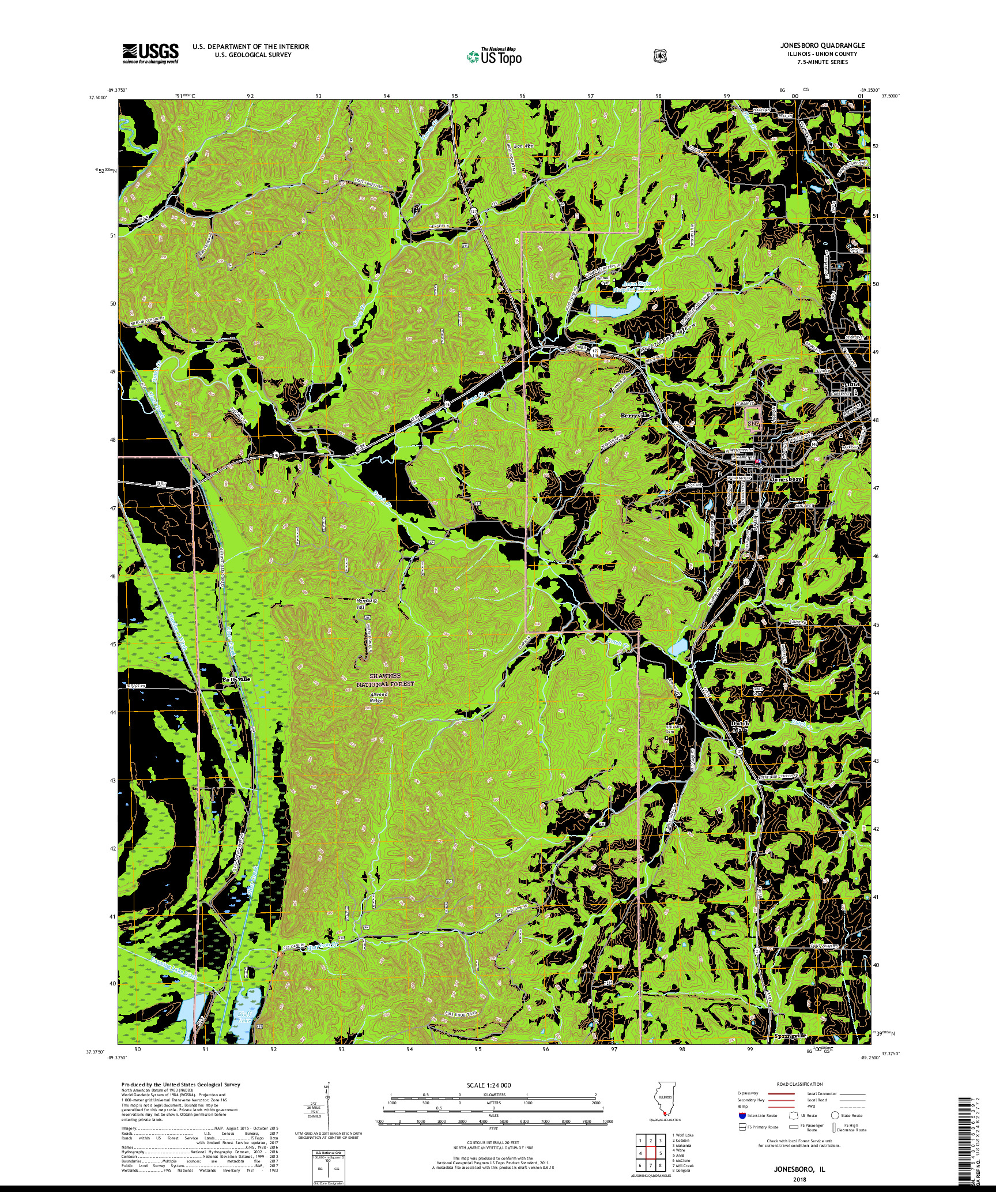 USGS US TOPO 7.5-MINUTE MAP FOR JONESBORO, IL 2018