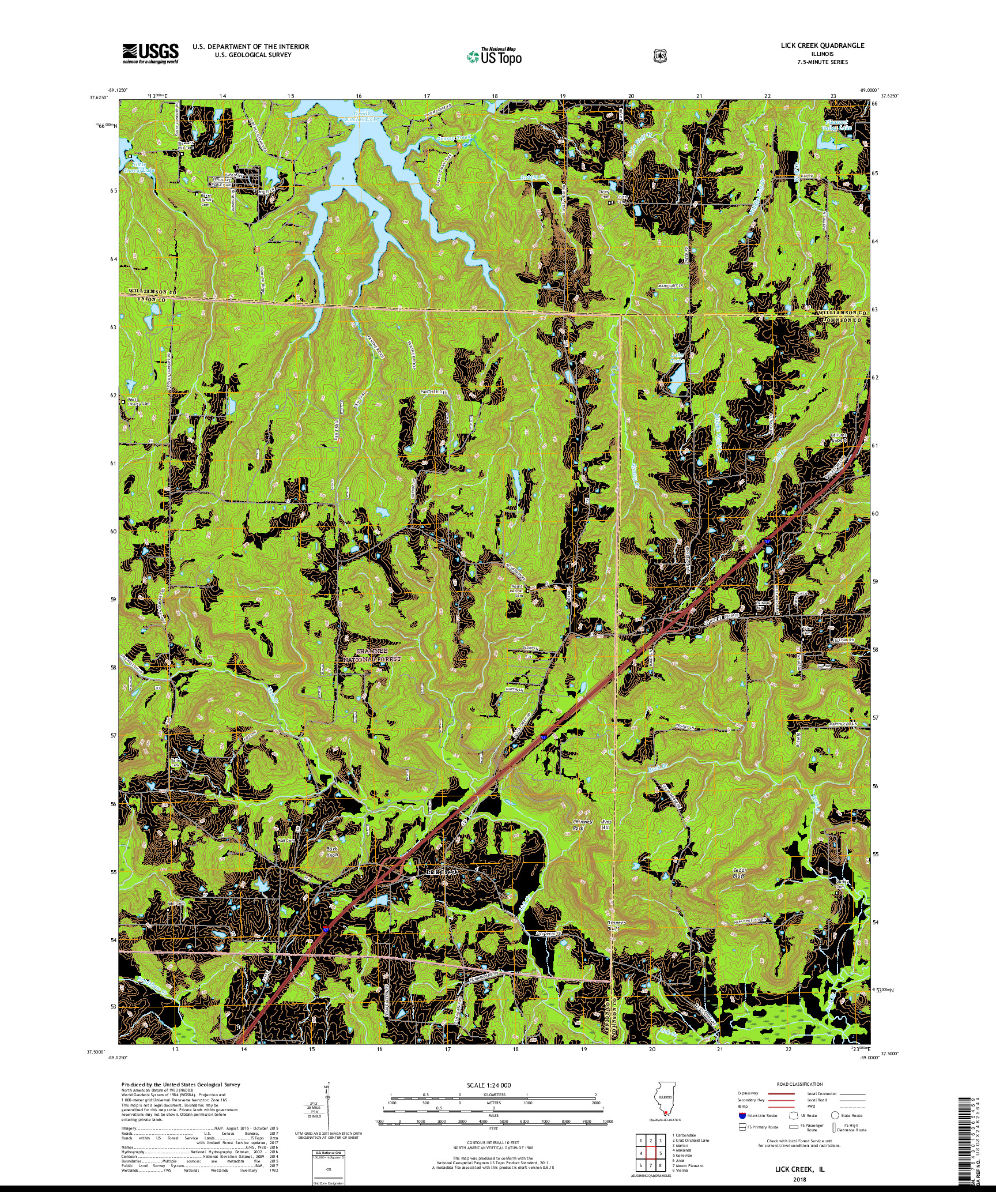 USGS US TOPO 7.5-MINUTE MAP FOR LICK CREEK, IL 2018