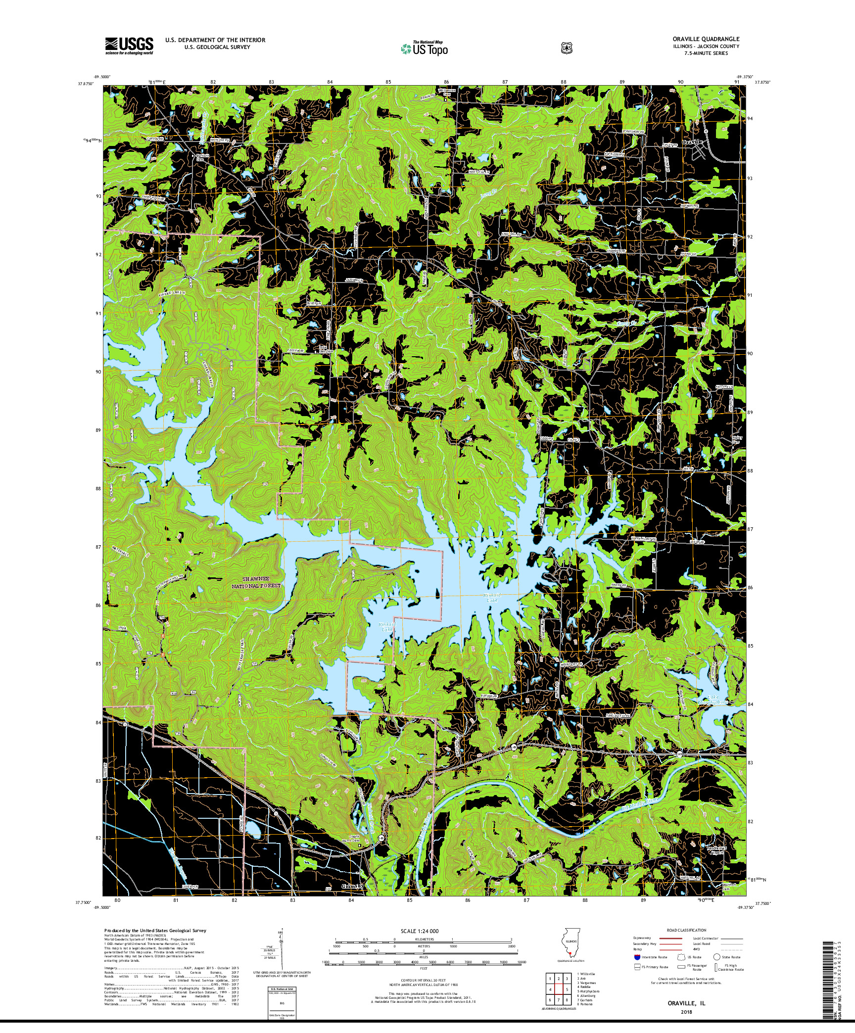 USGS US TOPO 7.5-MINUTE MAP FOR ORAVILLE, IL 2018