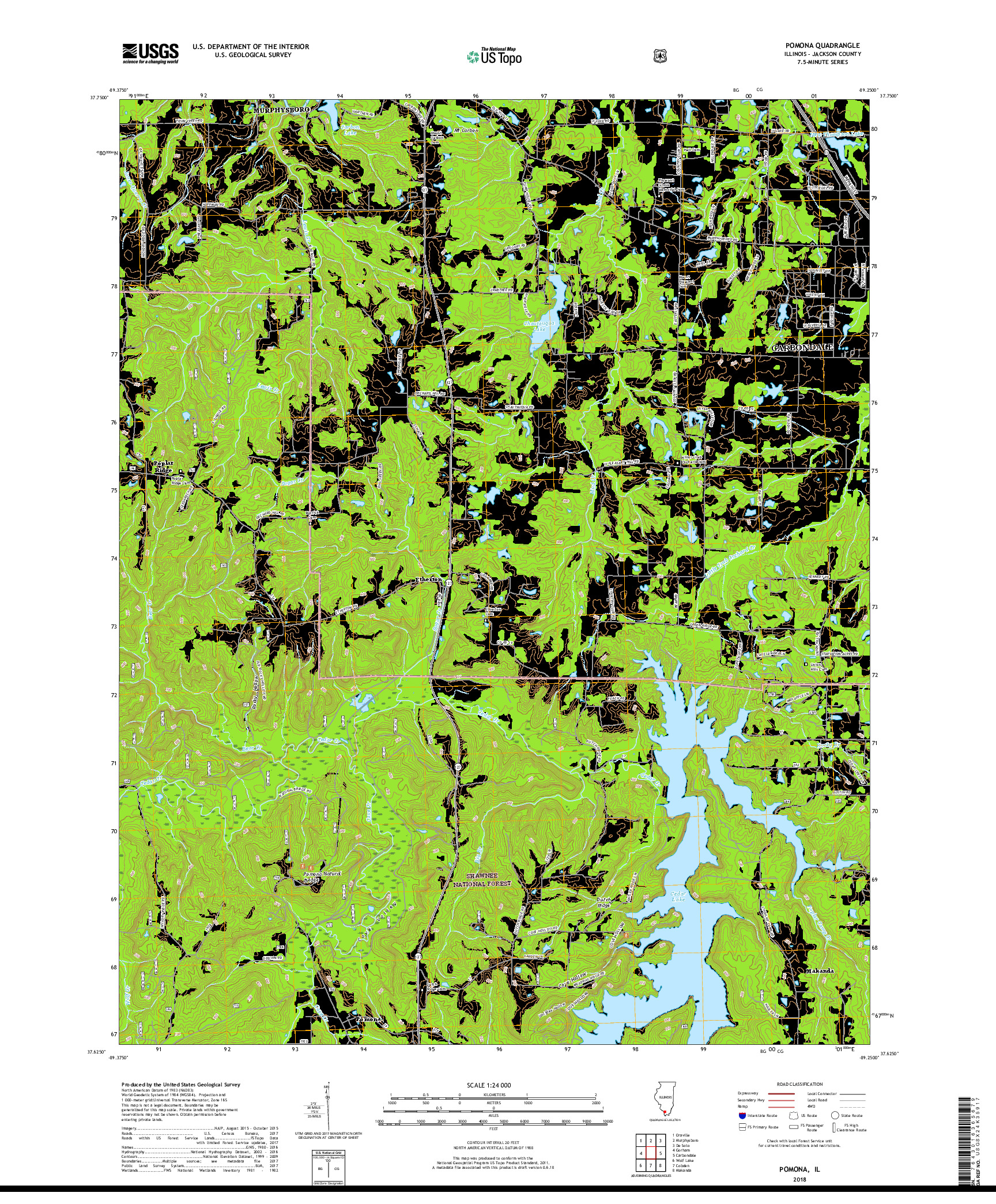 USGS US TOPO 7.5-MINUTE MAP FOR POMONA, IL 2018