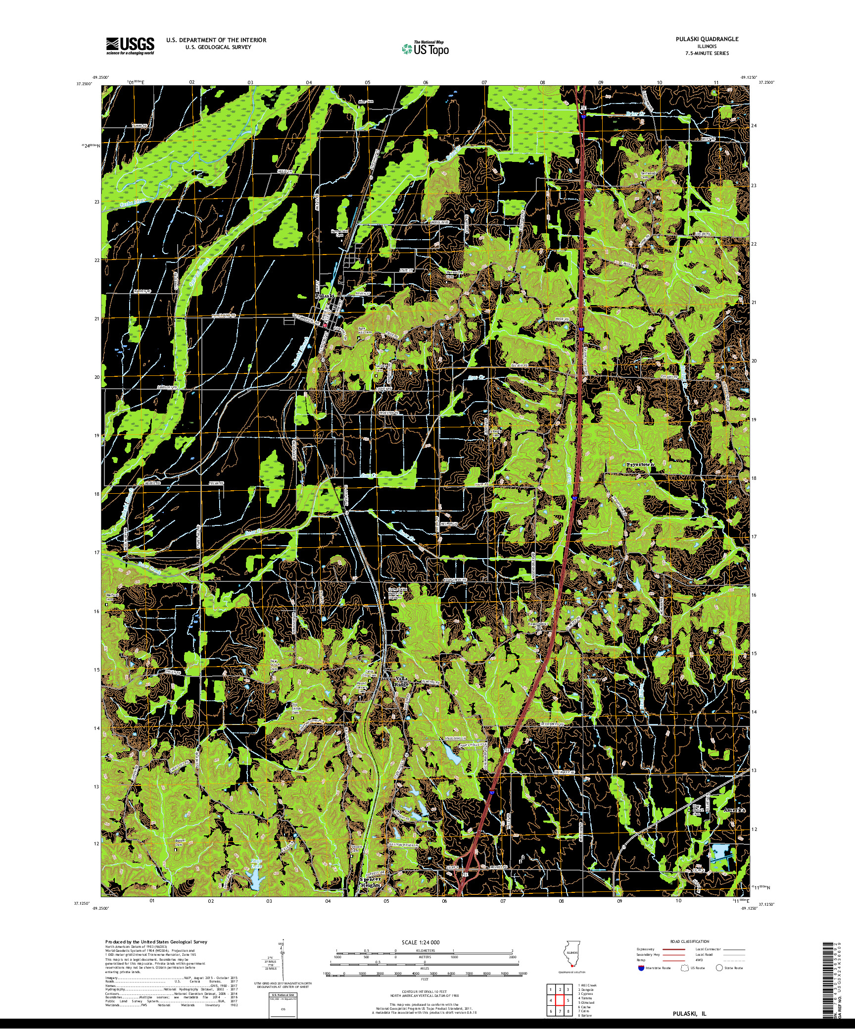 USGS US TOPO 7.5-MINUTE MAP FOR PULASKI, IL 2018