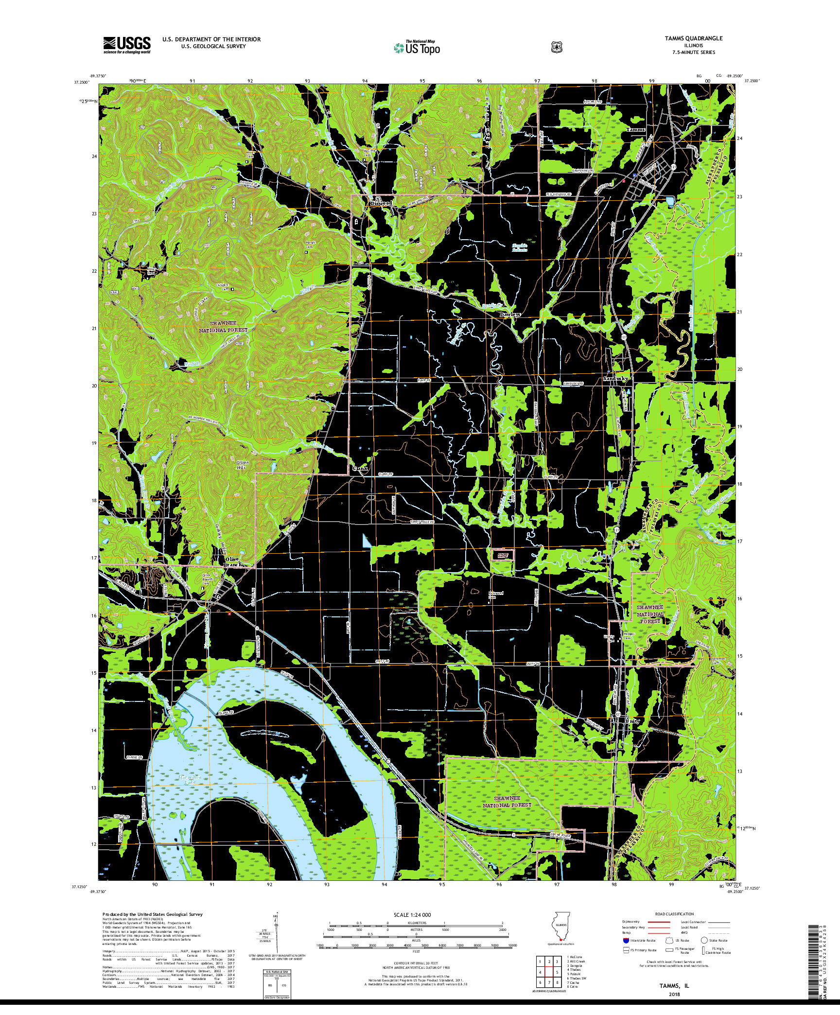 USGS US TOPO 7.5-MINUTE MAP FOR TAMMS, IL 2018