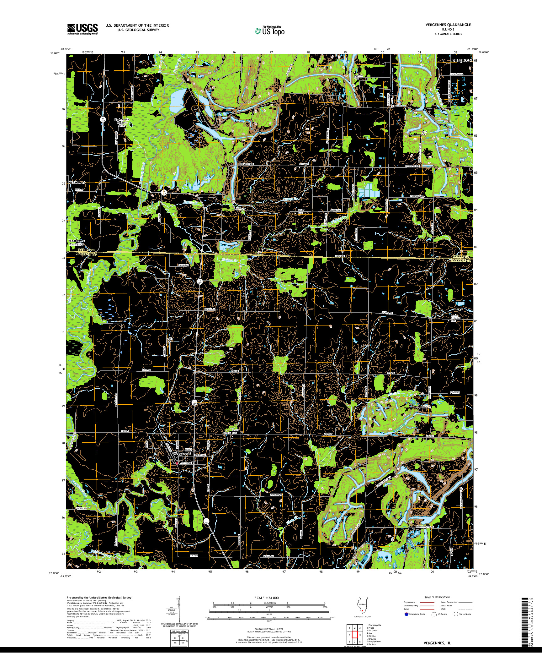 USGS US TOPO 7.5-MINUTE MAP FOR VERGENNES, IL 2018