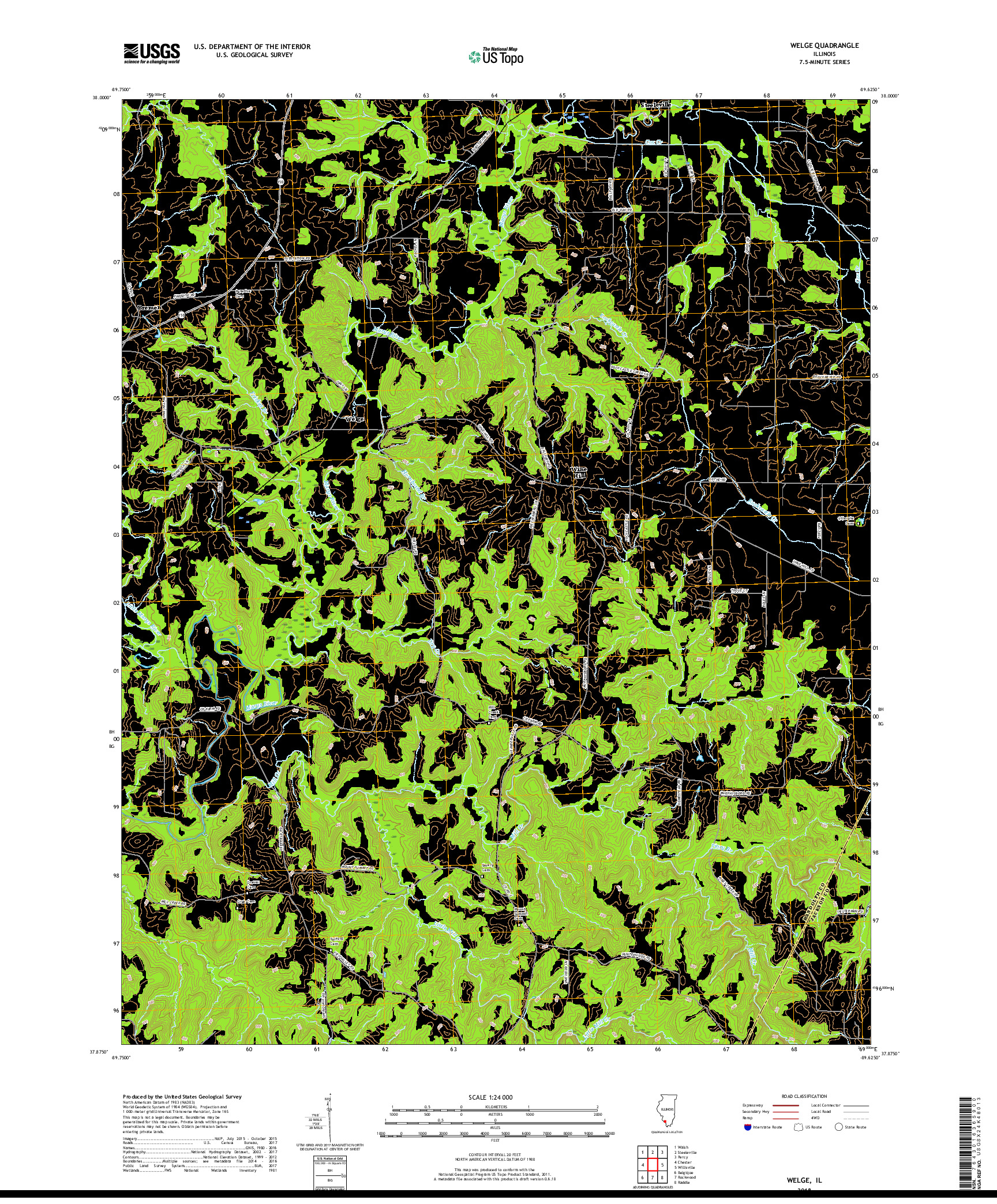 USGS US TOPO 7.5-MINUTE MAP FOR WELGE, IL 2018