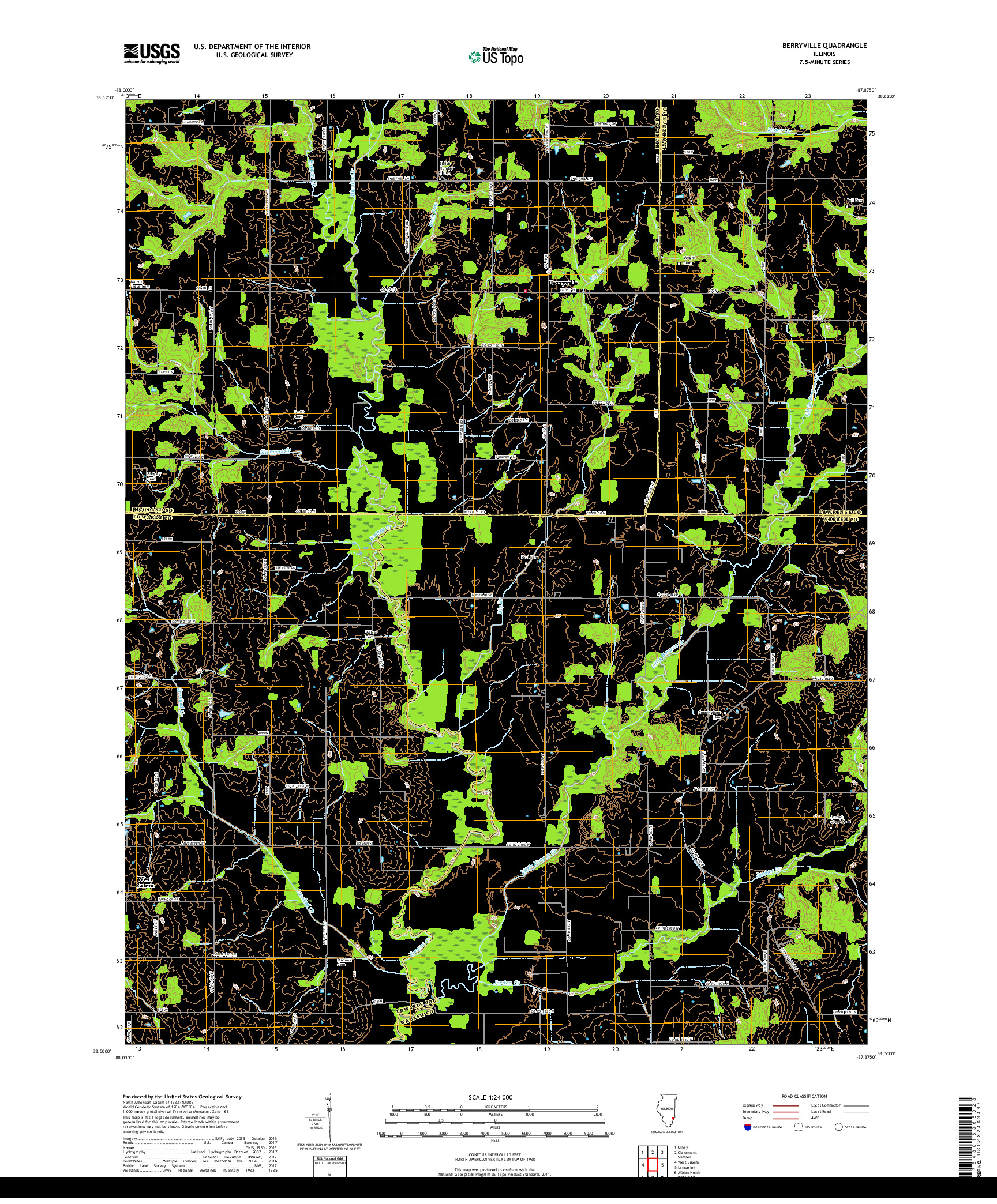 USGS US TOPO 7.5-MINUTE MAP FOR BERRYVILLE, IL 2018