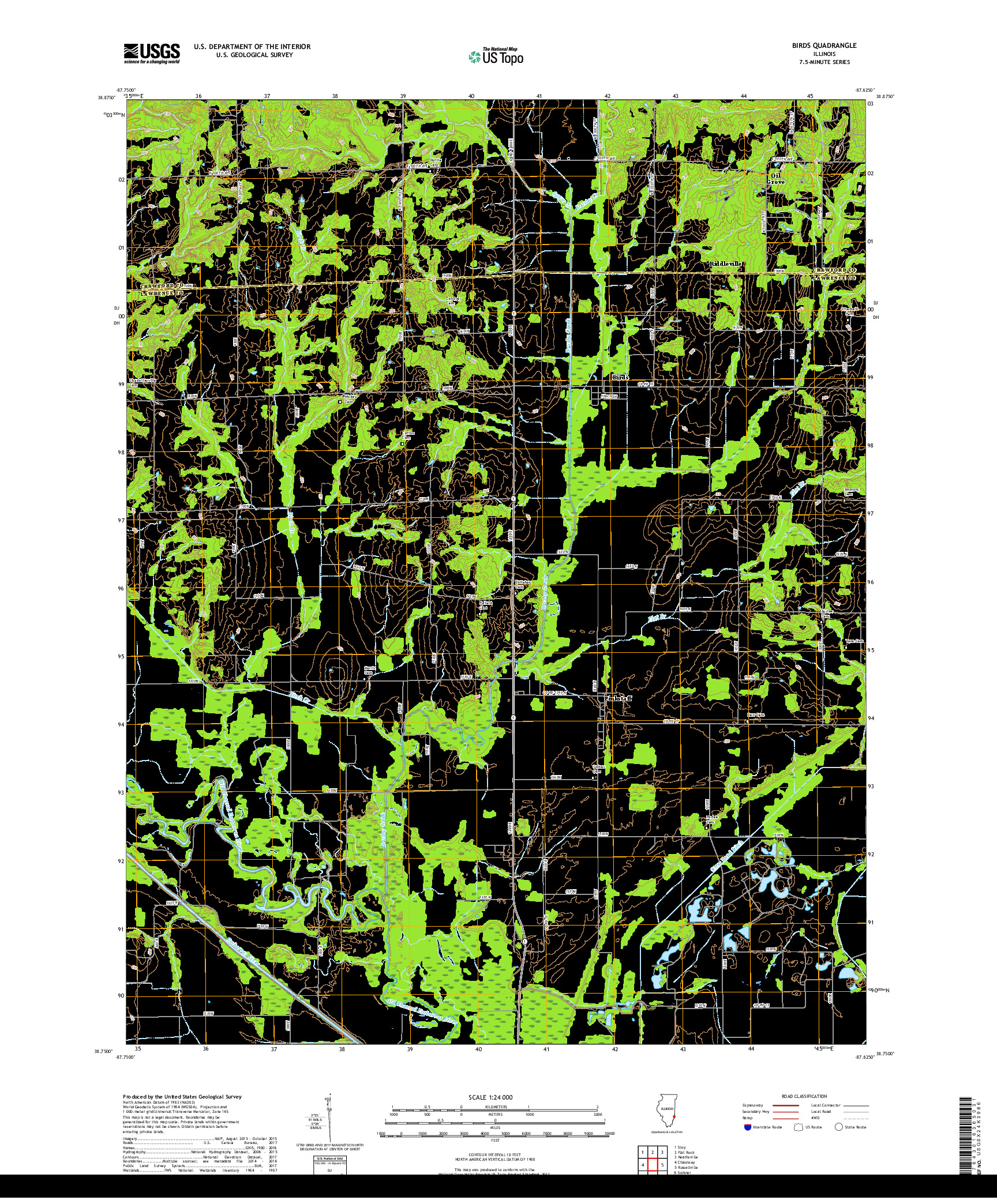 USGS US TOPO 7.5-MINUTE MAP FOR BIRDS, IL 2018