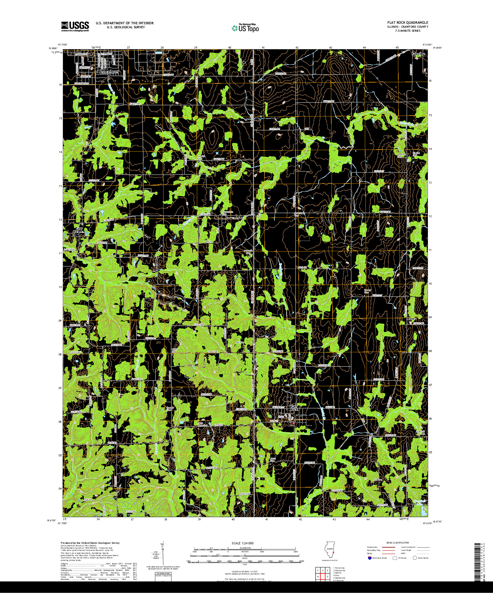 USGS US TOPO 7.5-MINUTE MAP FOR FLAT ROCK, IL 2018