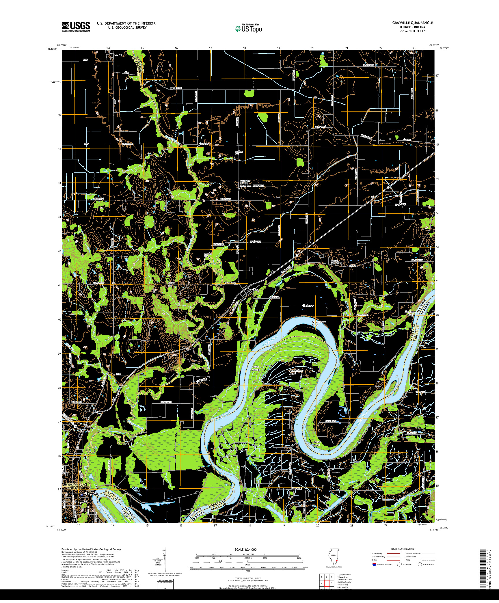 USGS US TOPO 7.5-MINUTE MAP FOR GRAYVILLE, IL,IN 2018