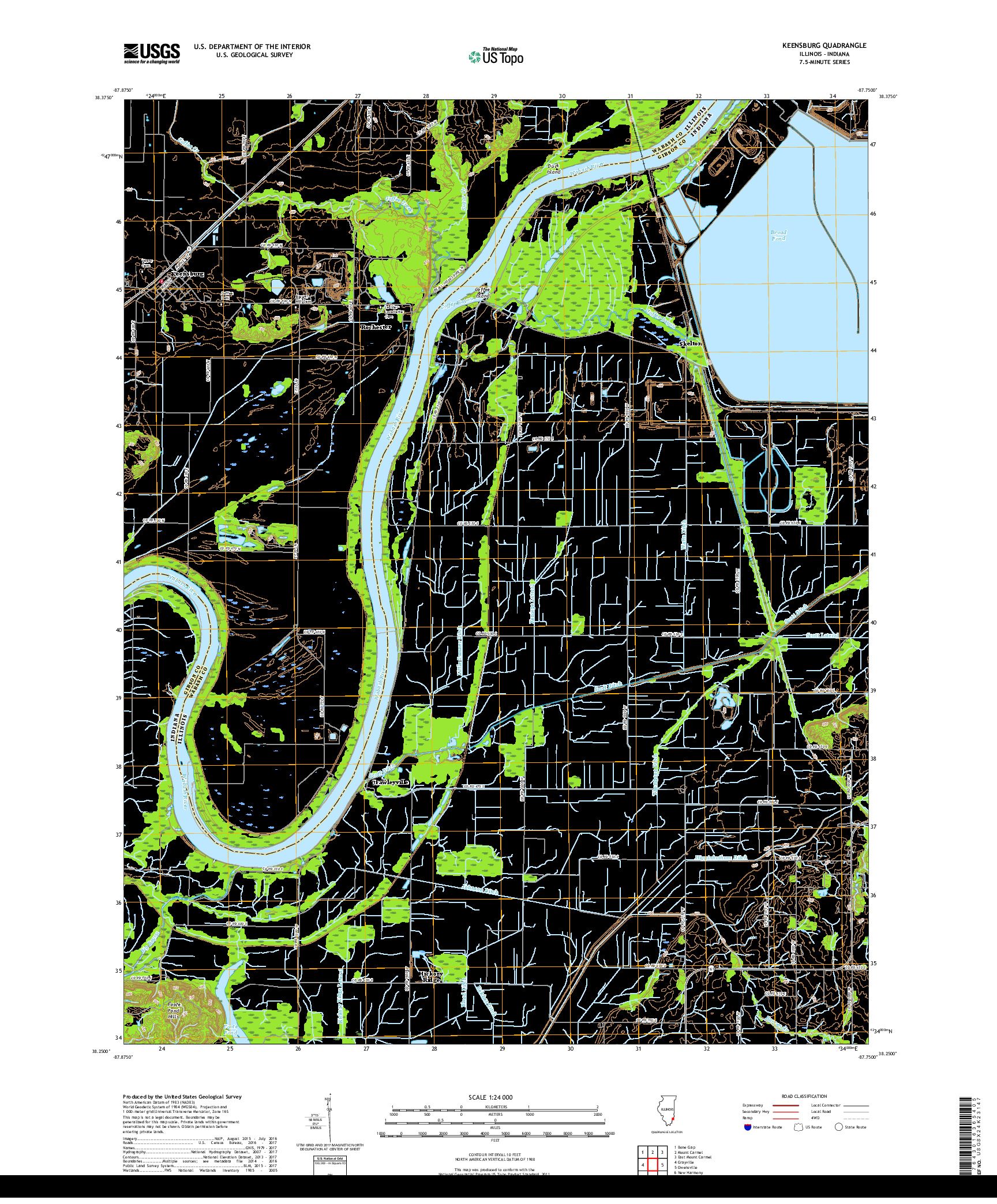 USGS US TOPO 7.5-MINUTE MAP FOR KEENSBURG, IL,IN 2018