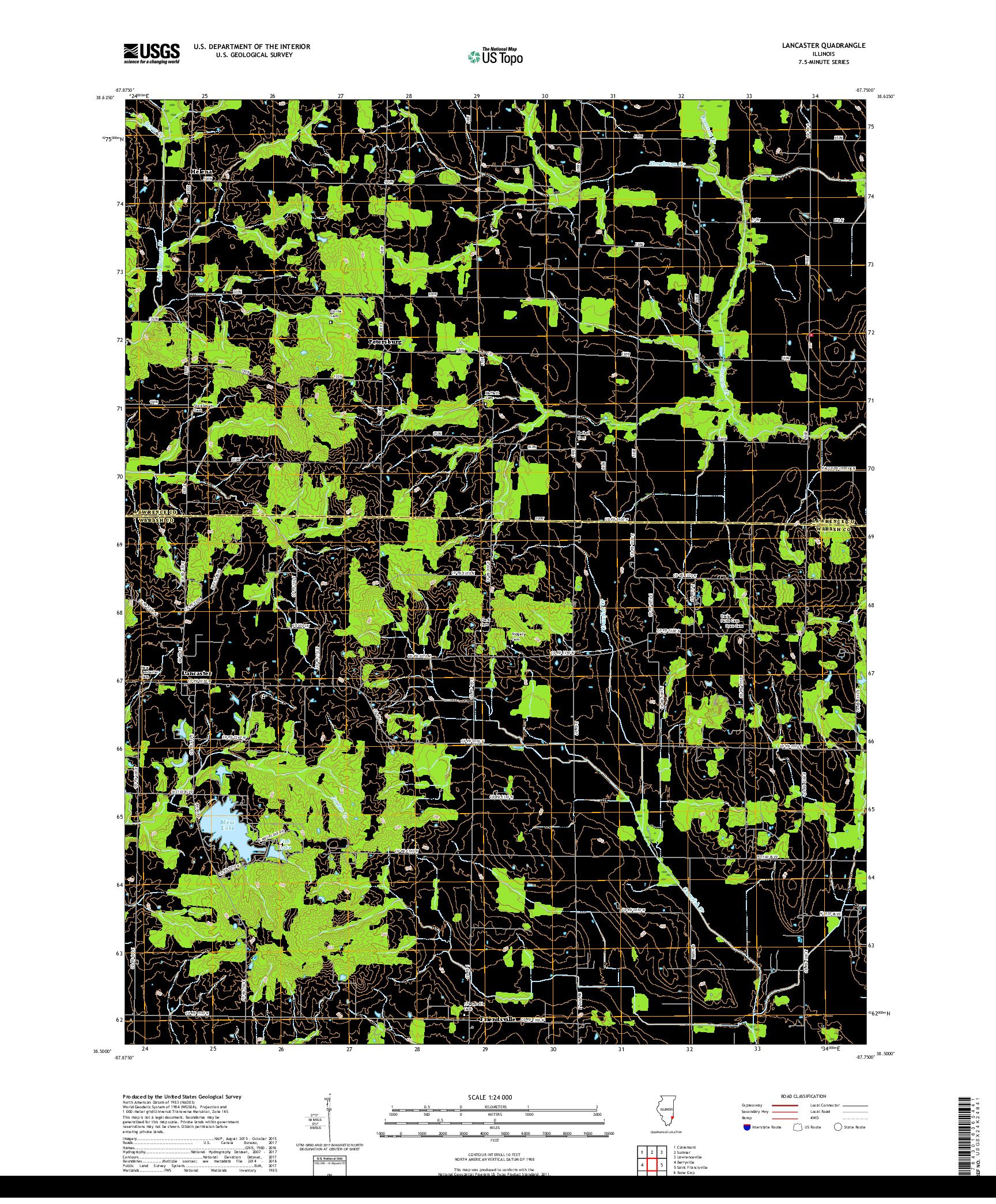 USGS US TOPO 7.5-MINUTE MAP FOR LANCASTER, IL 2018