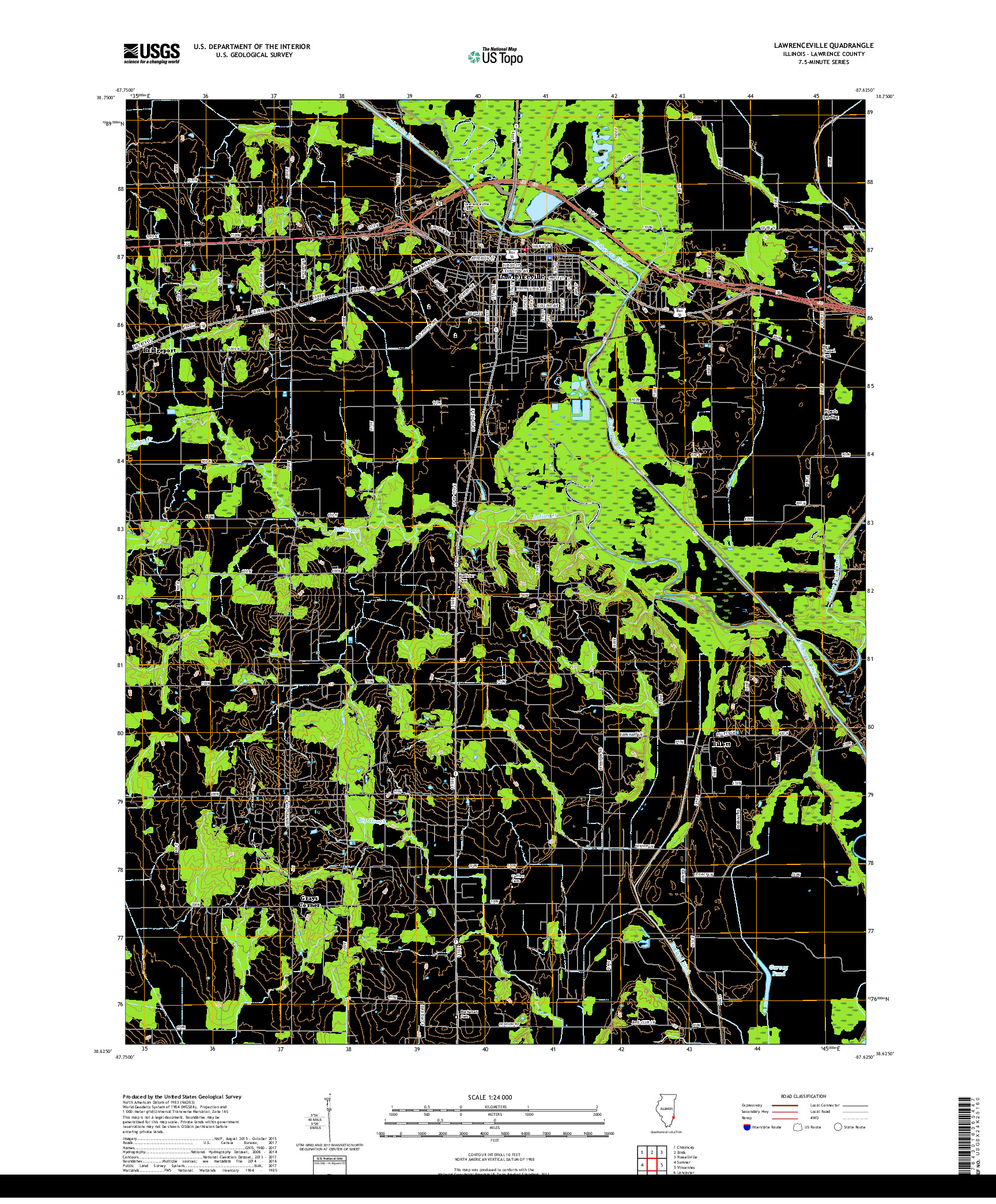 USGS US TOPO 7.5-MINUTE MAP FOR LAWRENCEVILLE, IL 2018