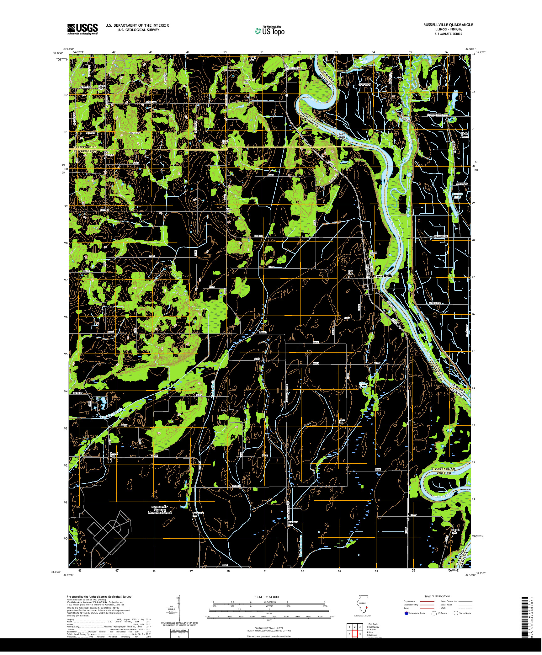 USGS US TOPO 7.5-MINUTE MAP FOR RUSSELLVILLE, IL,IN 2018