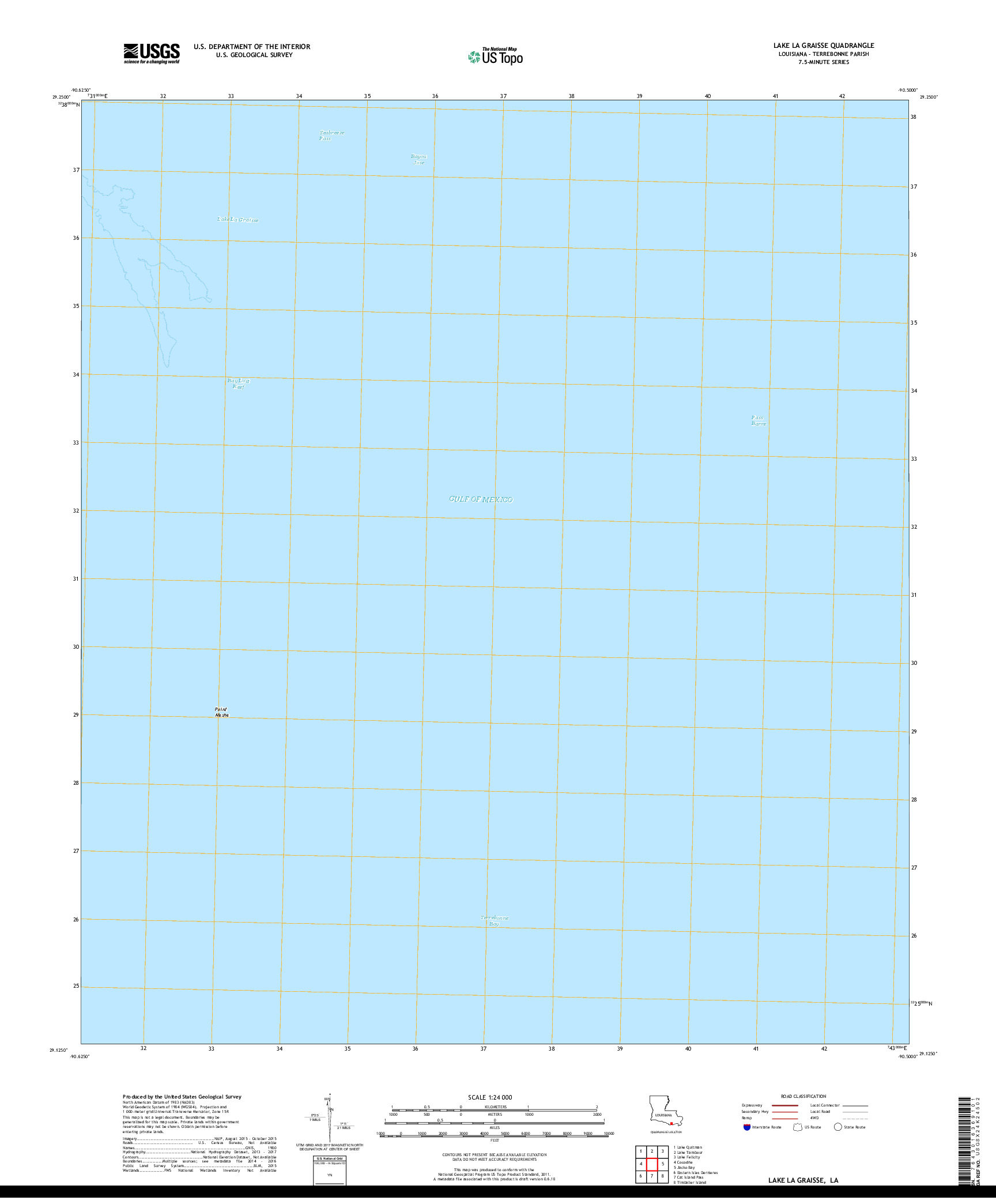 USGS US TOPO 7.5-MINUTE MAP FOR LAKE LA GRAISSE, LA 2018