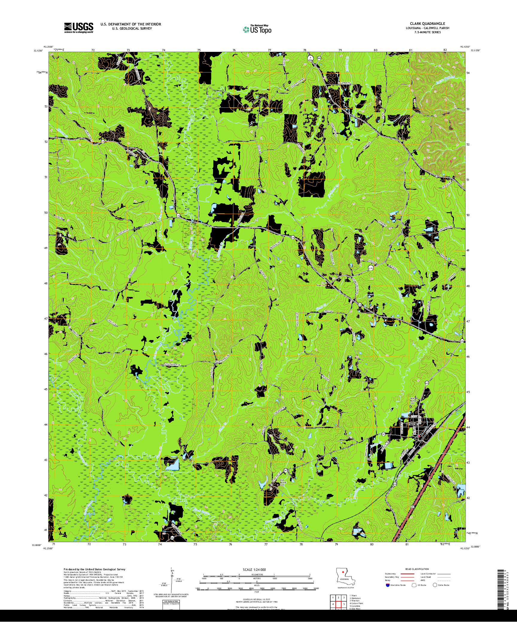 USGS US TOPO 7.5-MINUTE MAP FOR CLARK, LA 2018