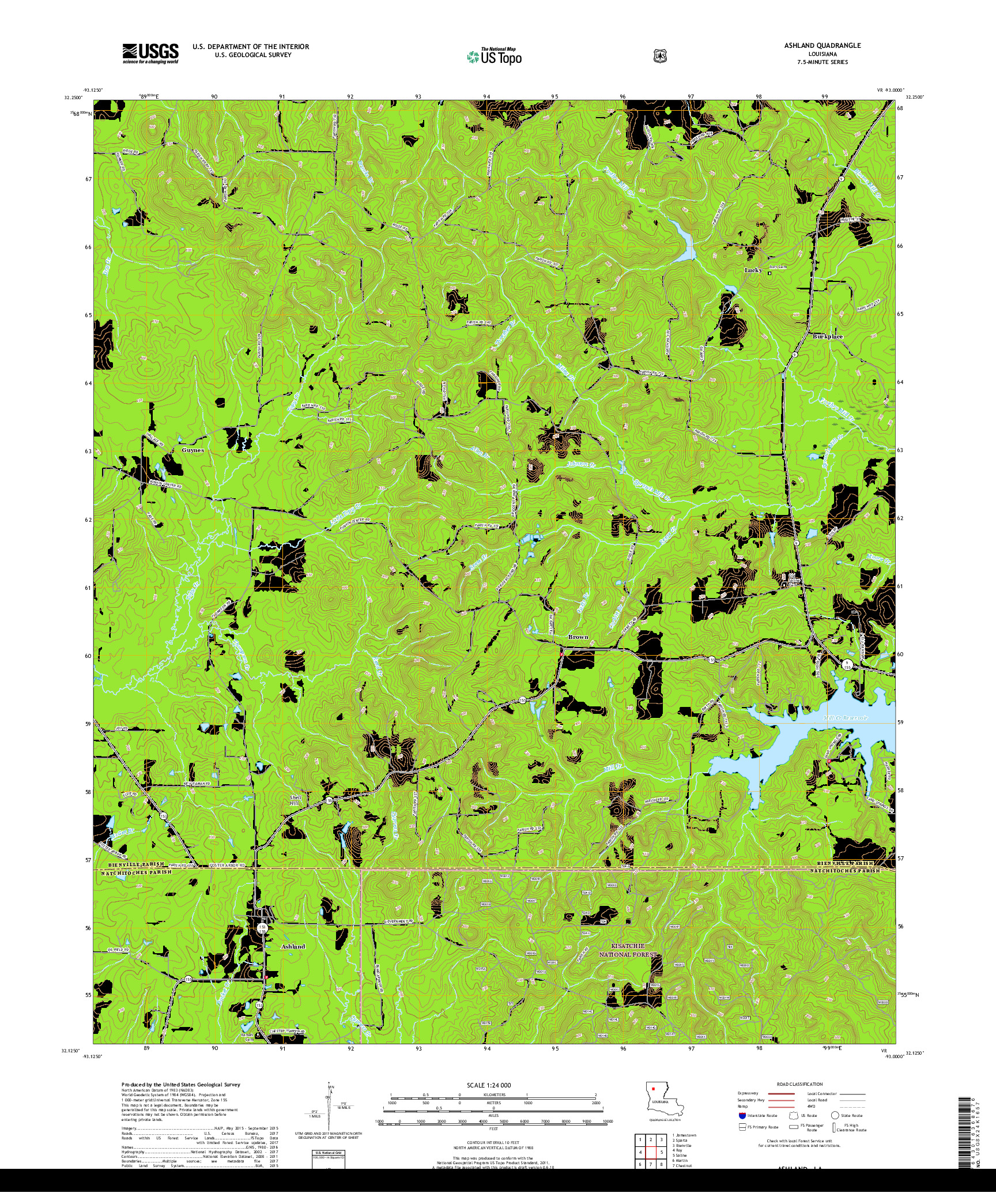 USGS US TOPO 7.5-MINUTE MAP FOR ASHLAND, LA 2018