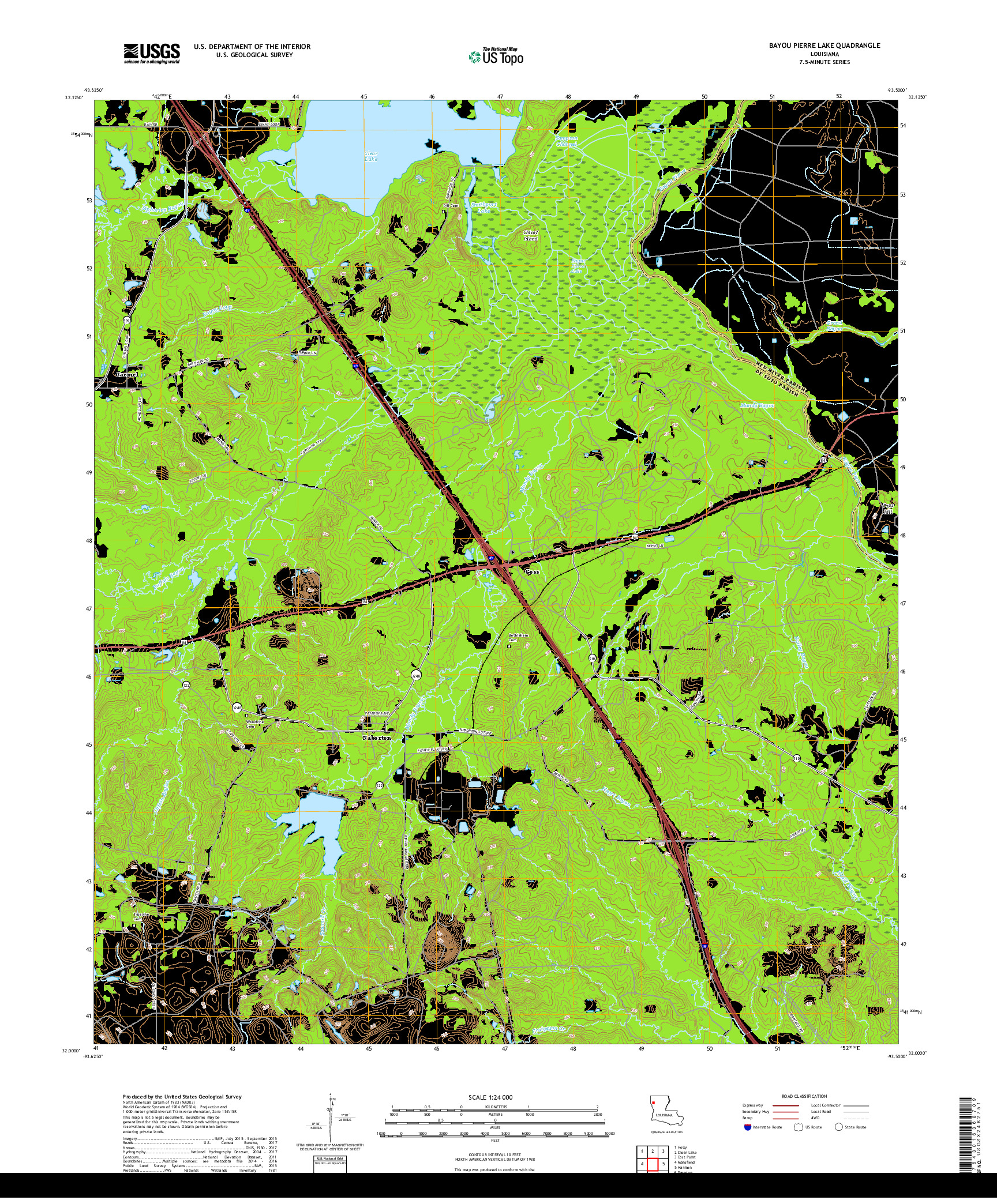 USGS US TOPO 7.5-MINUTE MAP FOR BAYOU PIERRE LAKE, LA 2018