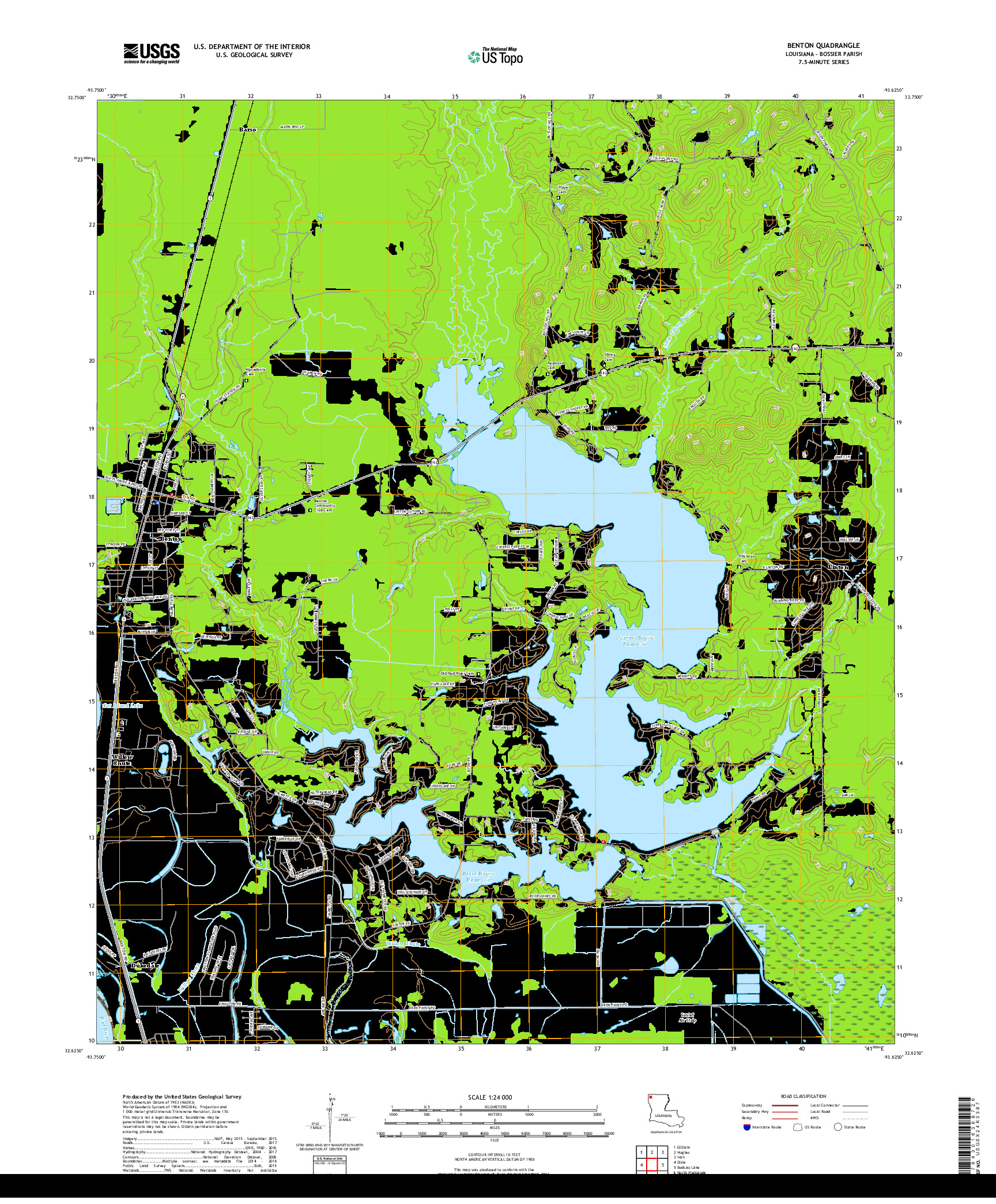 USGS US TOPO 7.5-MINUTE MAP FOR BENTON, LA 2018