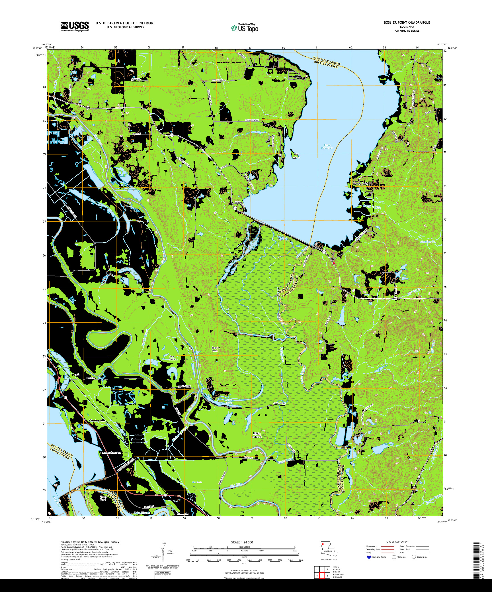 USGS US TOPO 7.5-MINUTE MAP FOR BOSSIER POINT, LA 2018