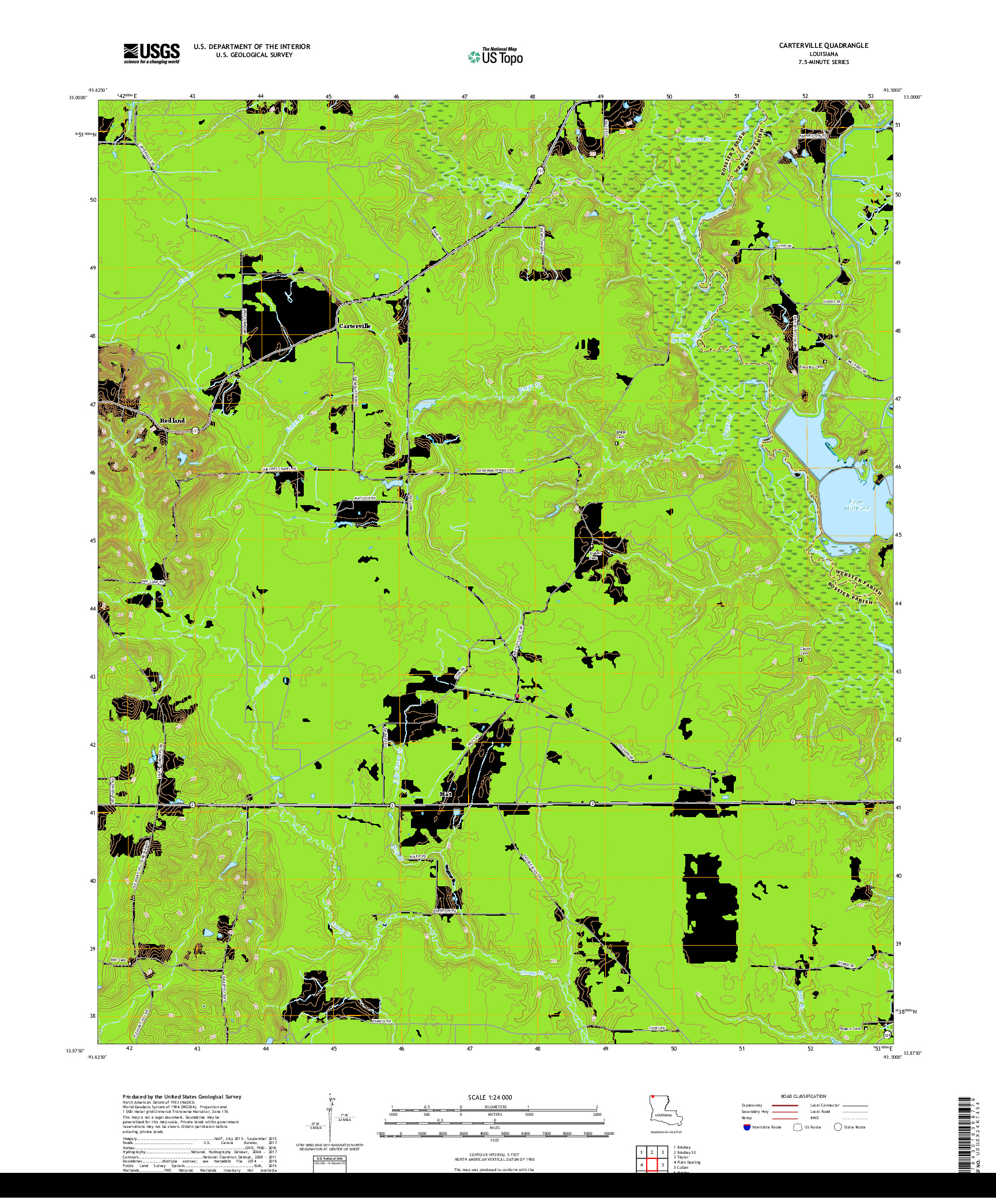 USGS US TOPO 7.5-MINUTE MAP FOR CARTERVILLE, LA 2018