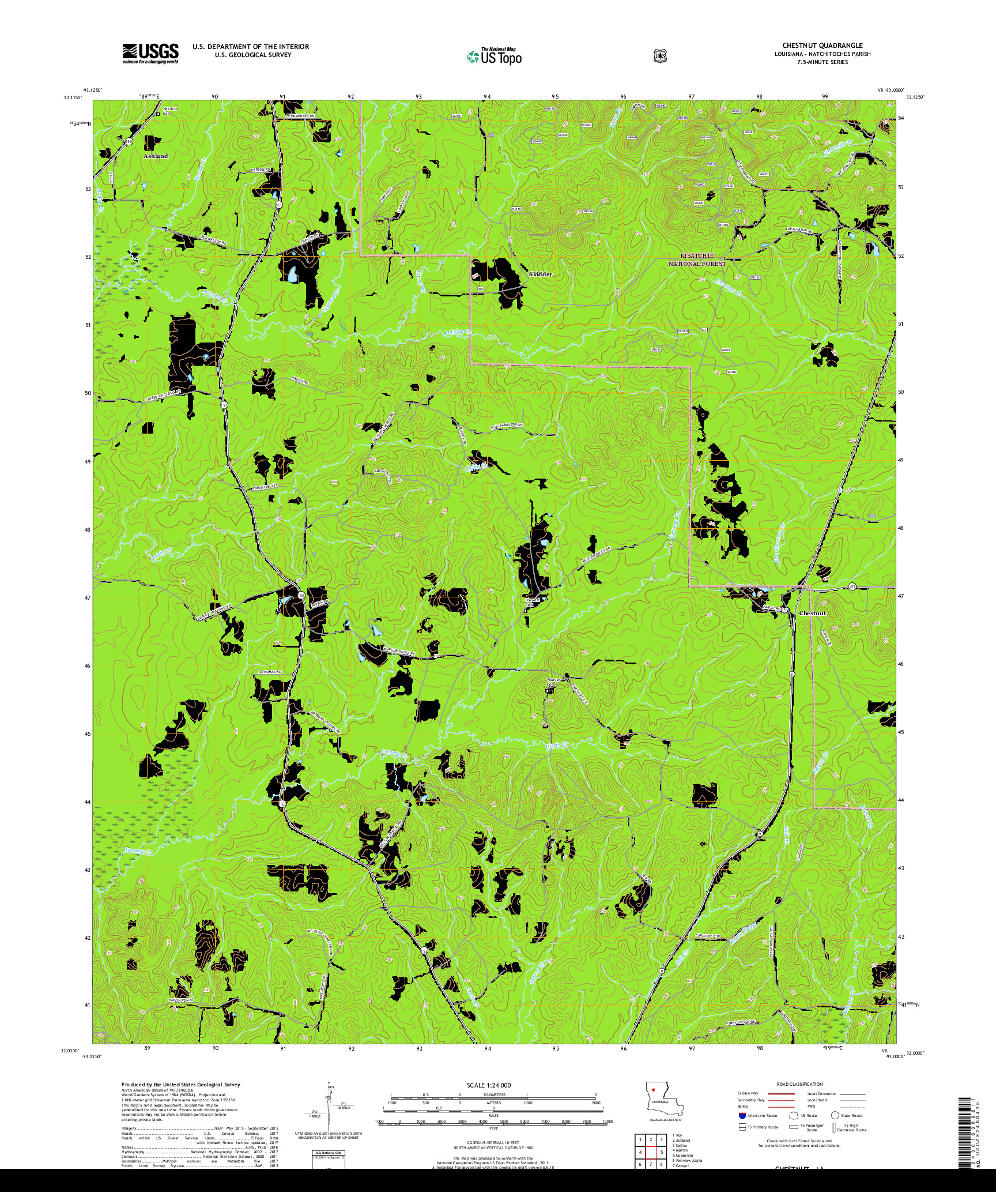 USGS US TOPO 7.5-MINUTE MAP FOR CHESTNUT, LA 2018