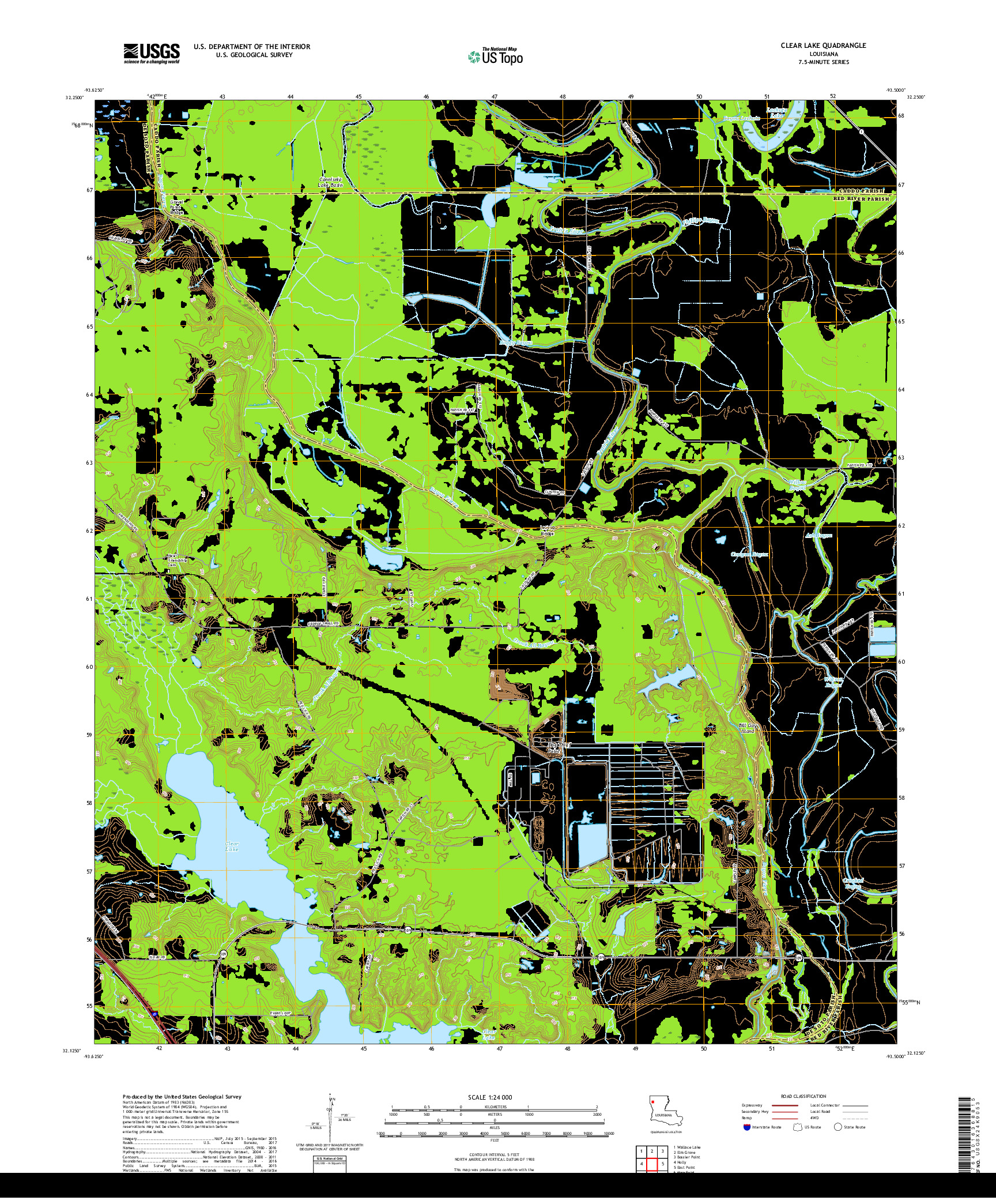 USGS US TOPO 7.5-MINUTE MAP FOR CLEAR LAKE, LA 2018