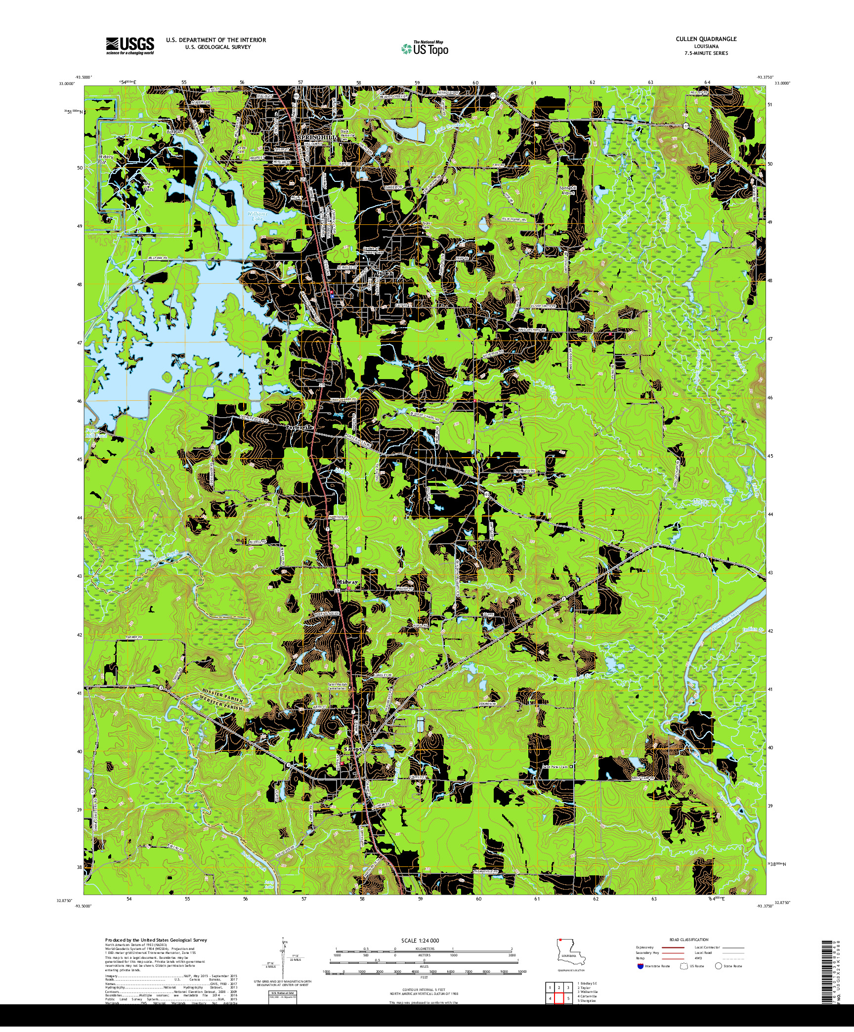 USGS US TOPO 7.5-MINUTE MAP FOR CULLEN, LA 2018