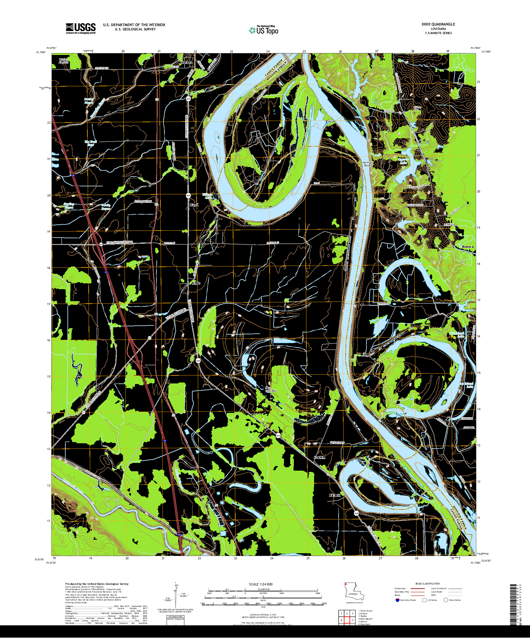 USGS US TOPO 7.5-MINUTE MAP FOR DIXIE, LA 2018