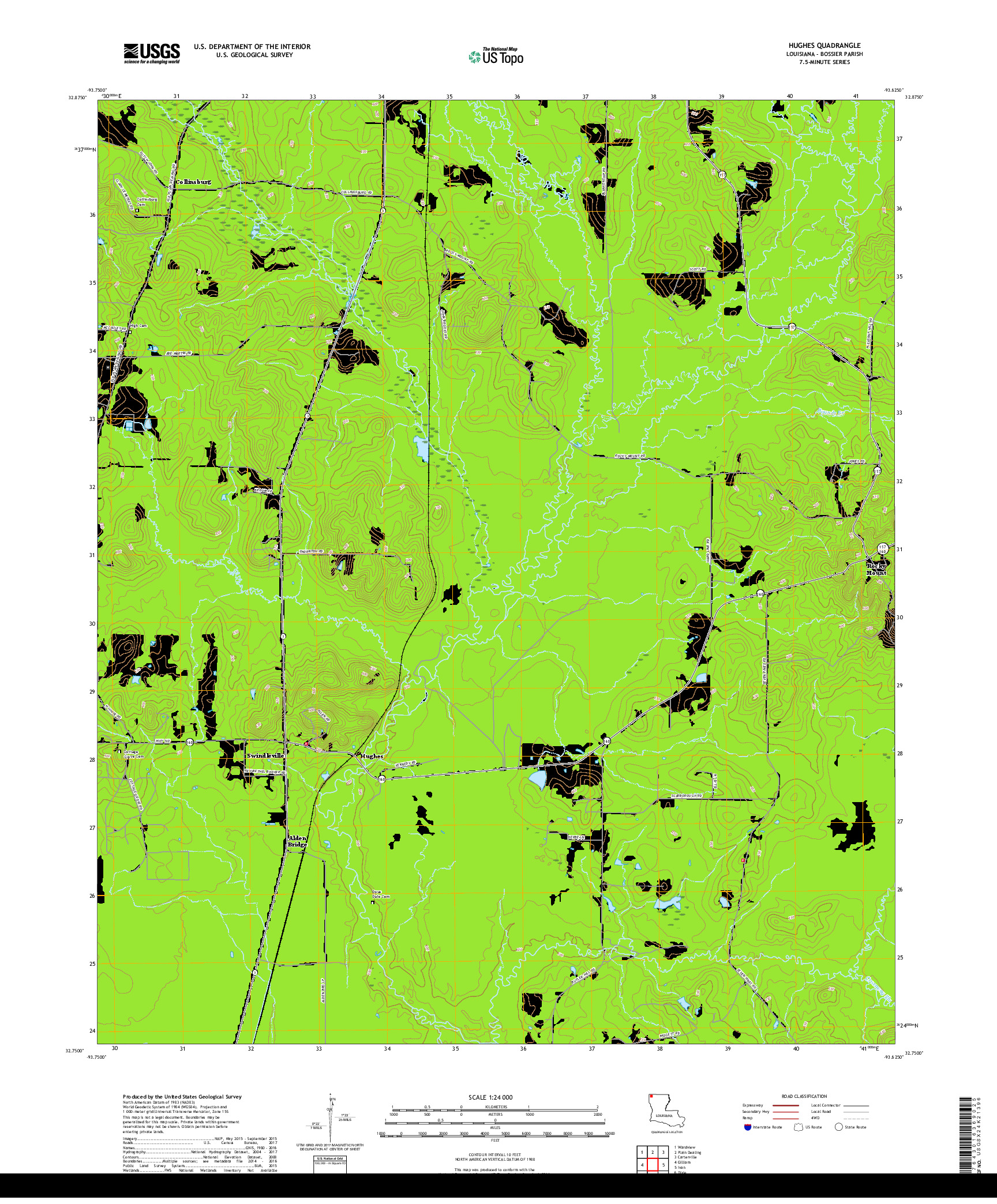 USGS US TOPO 7.5-MINUTE MAP FOR HUGHES, LA 2018