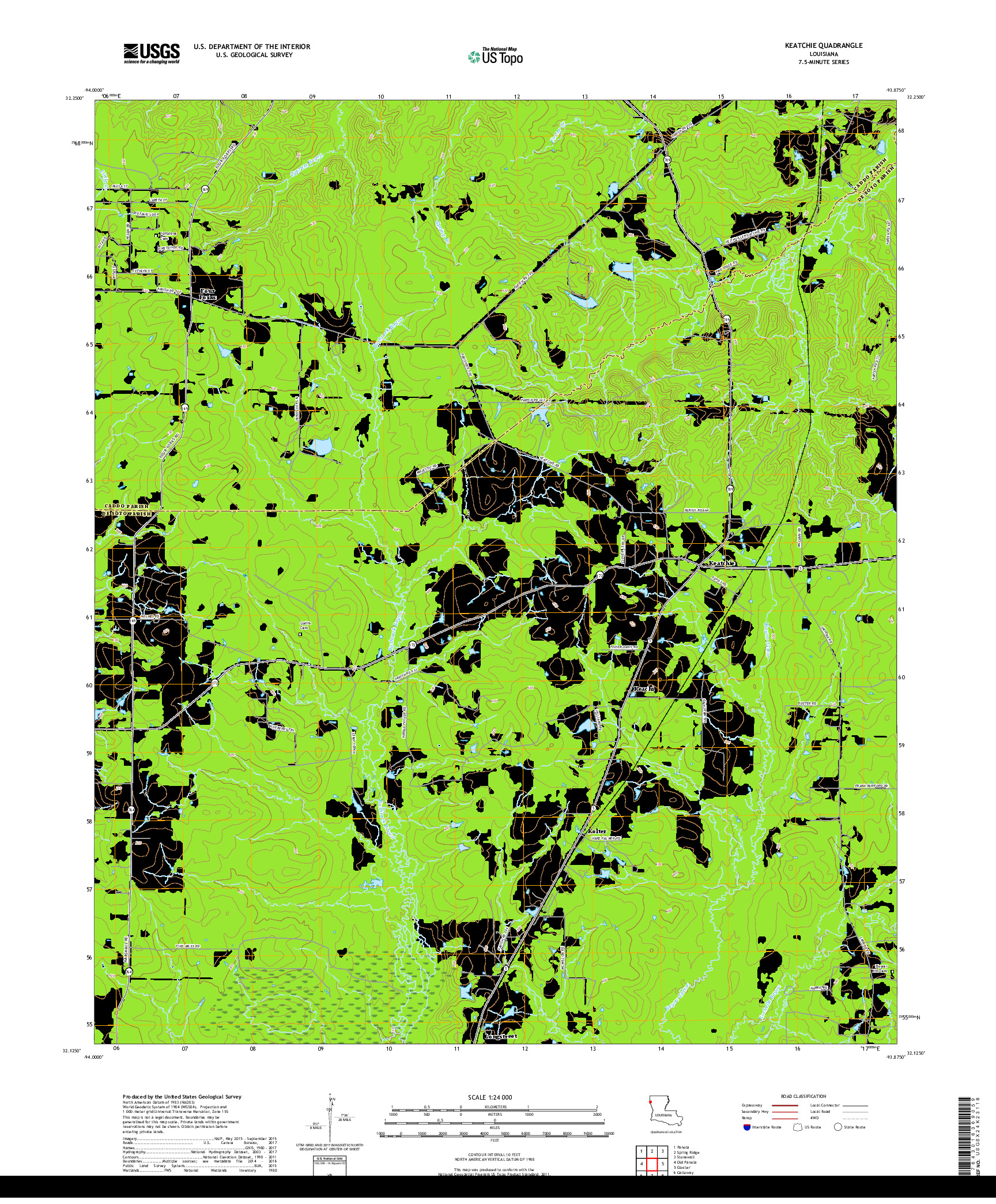 USGS US TOPO 7.5-MINUTE MAP FOR KEATCHIE, LA 2018