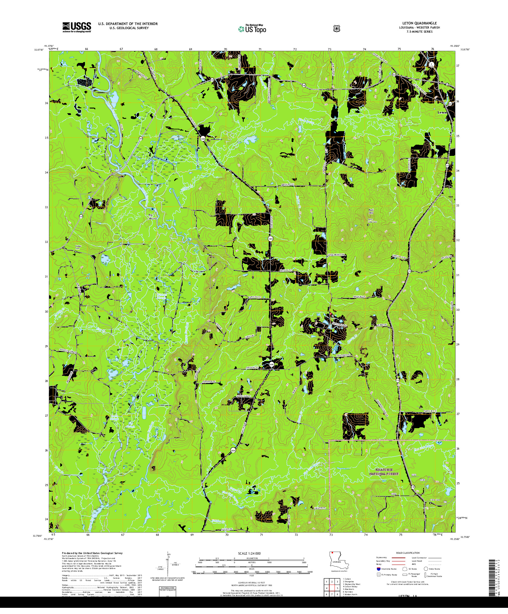 USGS US TOPO 7.5-MINUTE MAP FOR LETON, LA 2018