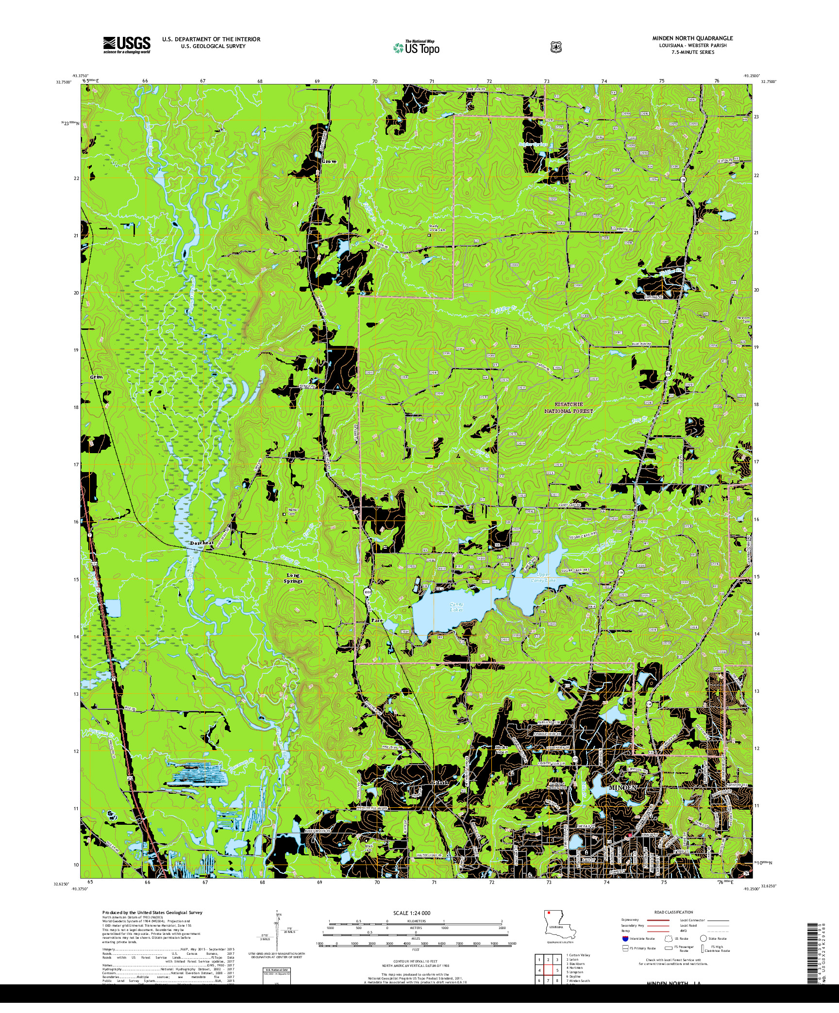USGS US TOPO 7.5-MINUTE MAP FOR MINDEN NORTH, LA 2018